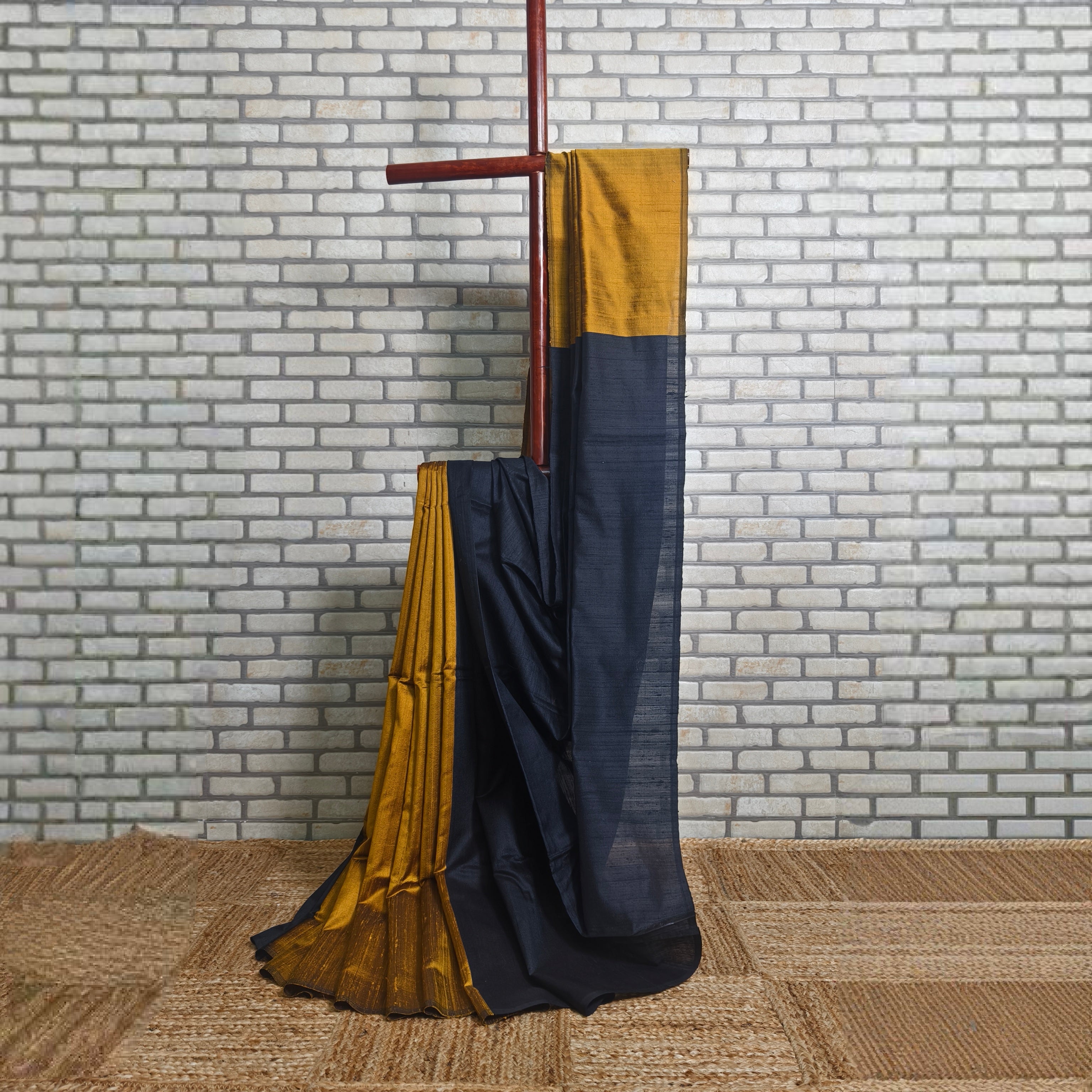 Mustard Resham Silk Saree
