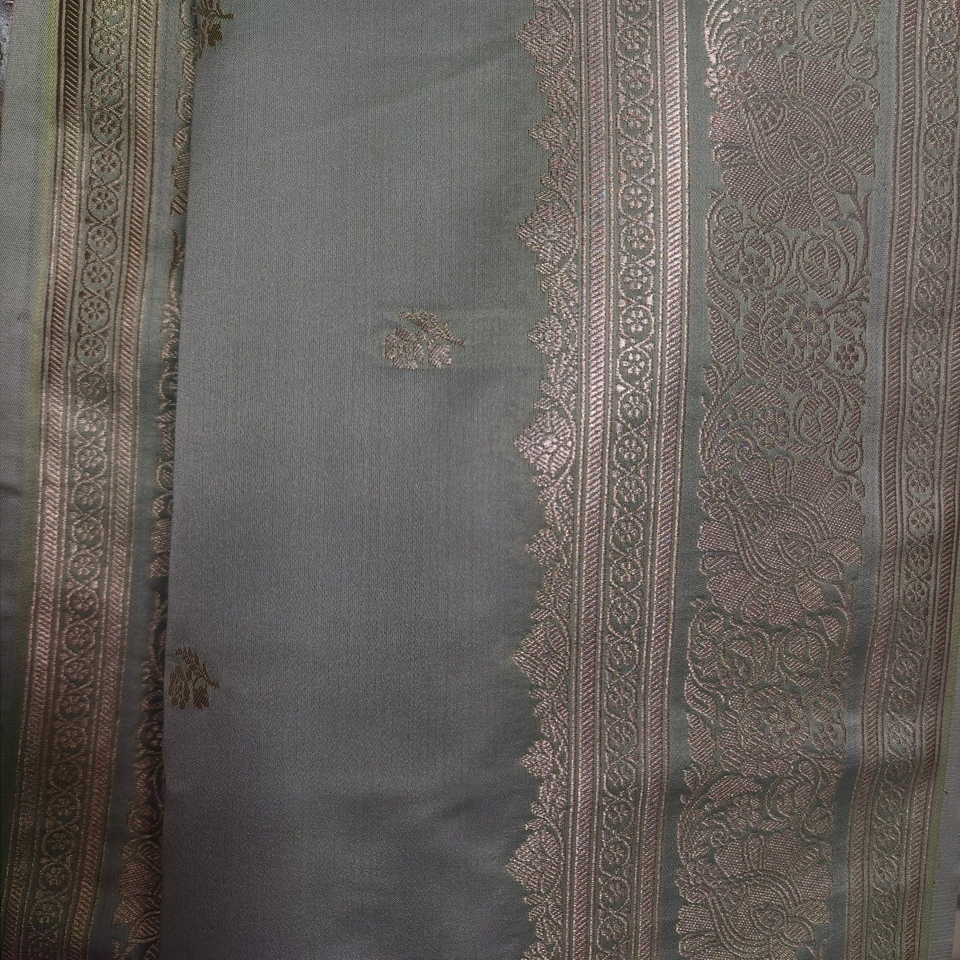 Slate Grey Mashru Silk Saree
