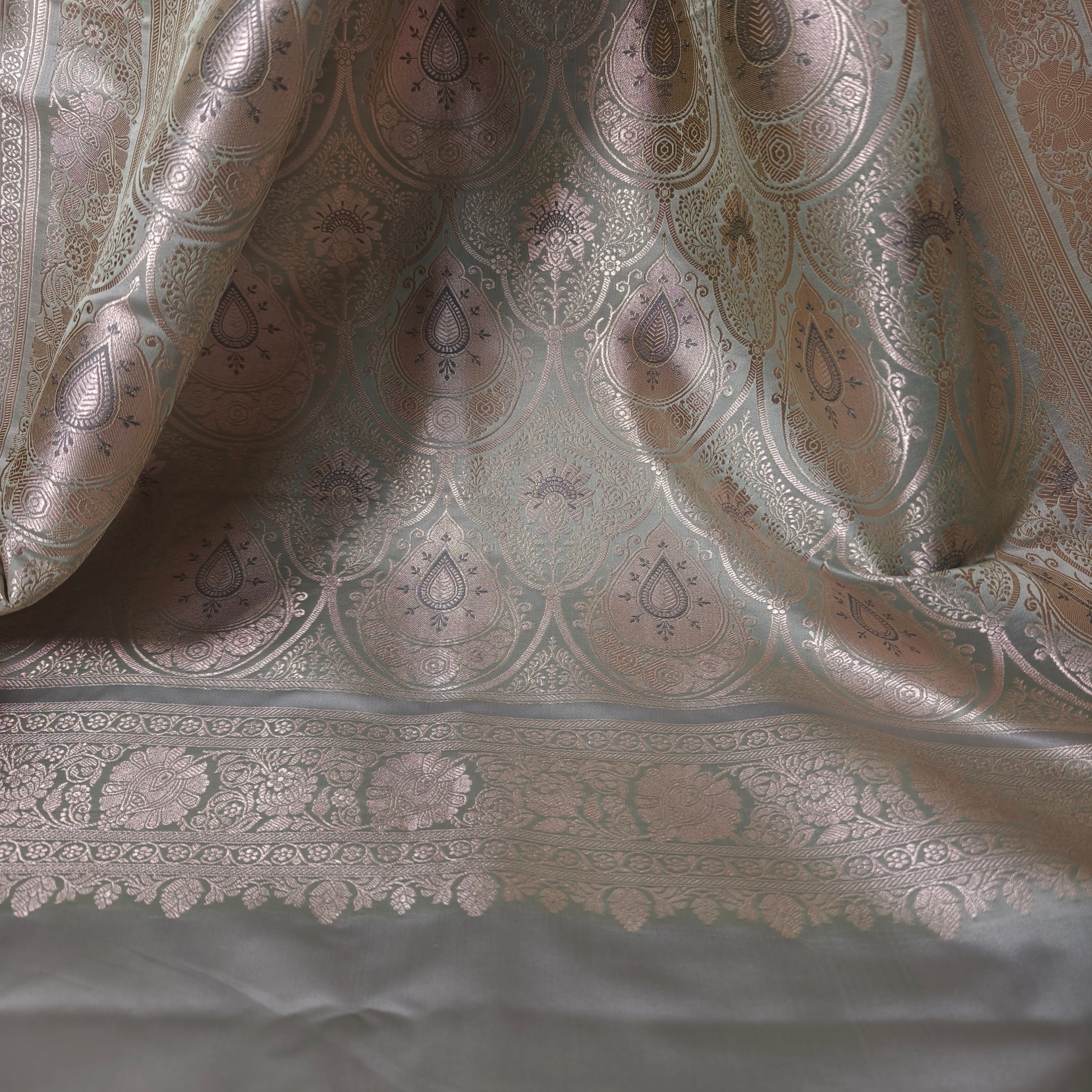 Slate Grey Mashru Silk Saree