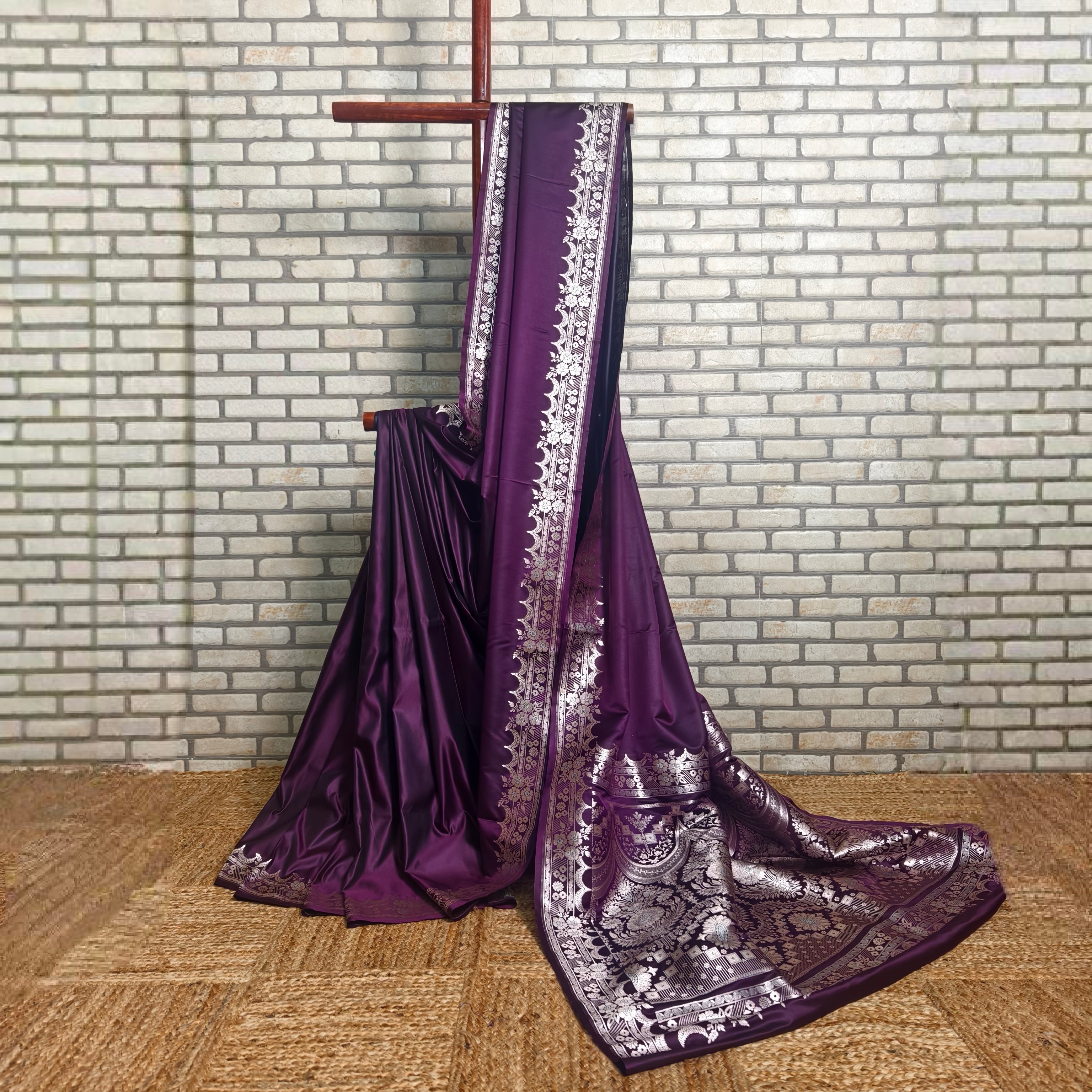 Purple Mashru Silk Saree