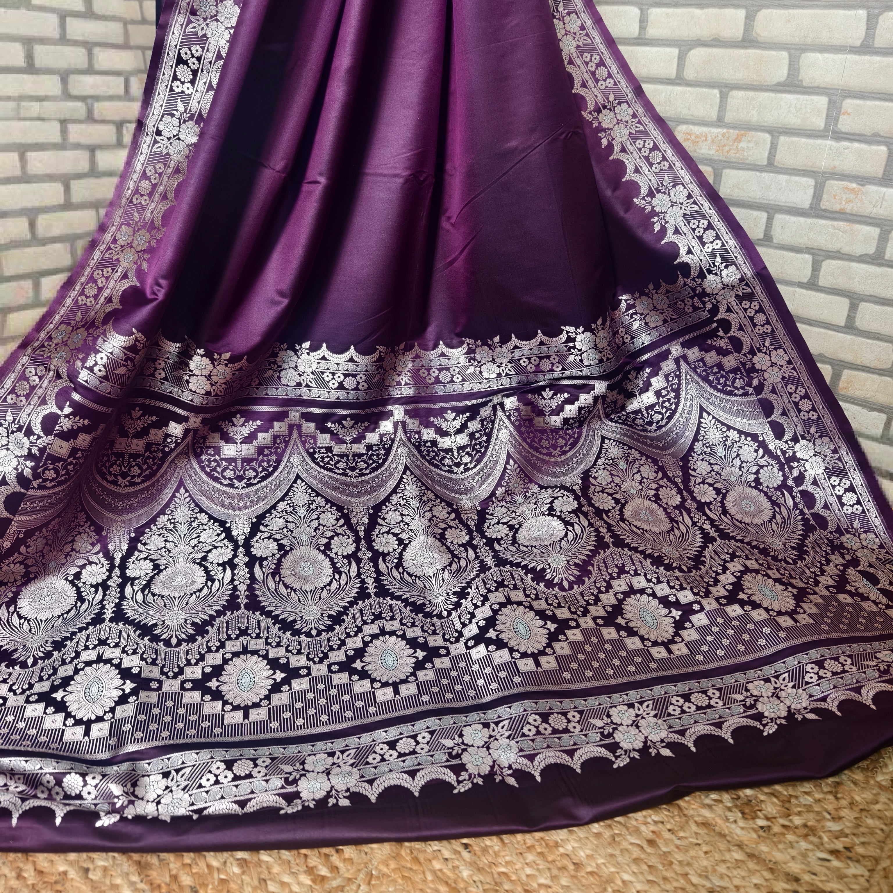 Purple Mashru Silk Saree