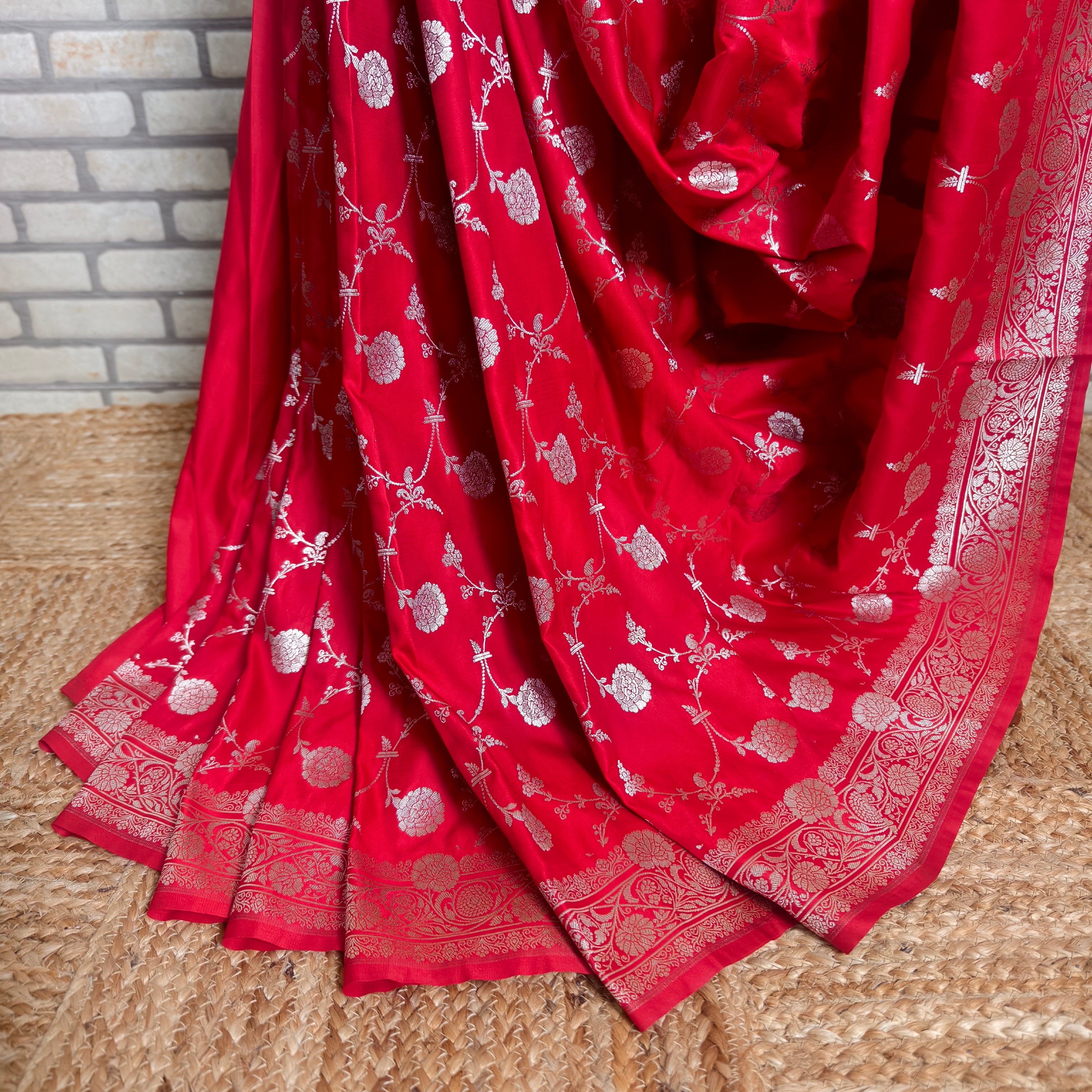 Reddish Orange Mashru Silk Saree