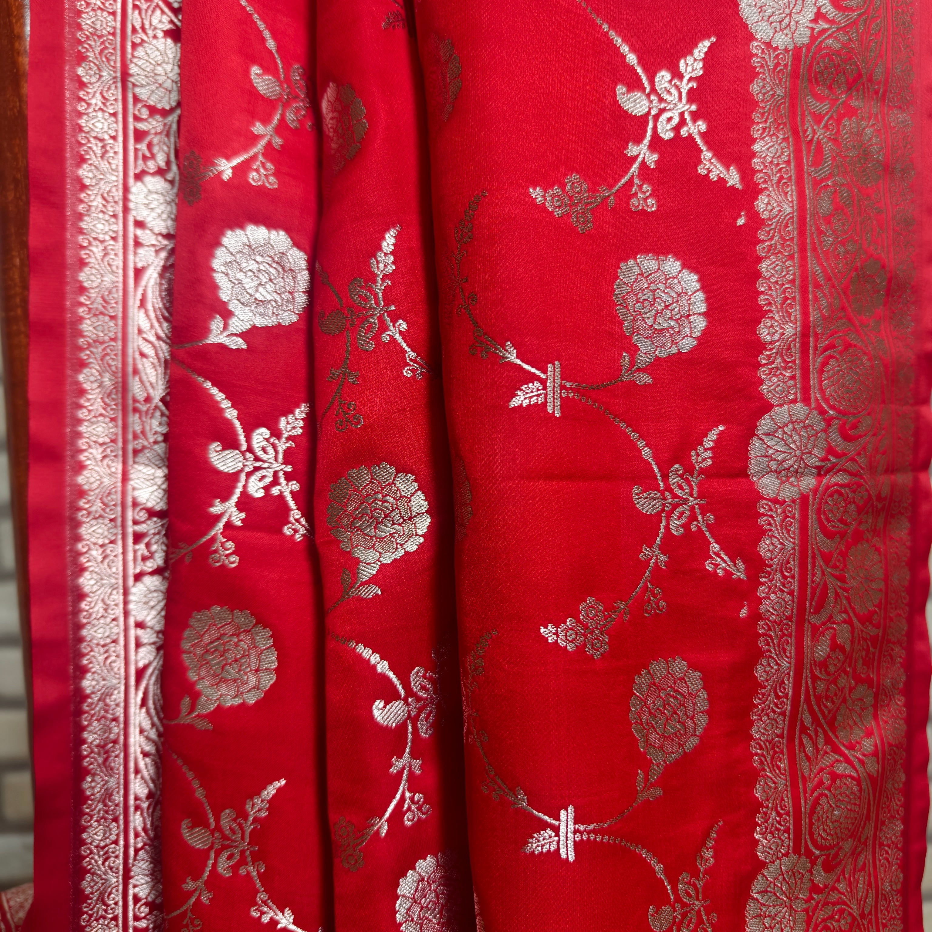 Reddish Orange Mashru Silk Saree