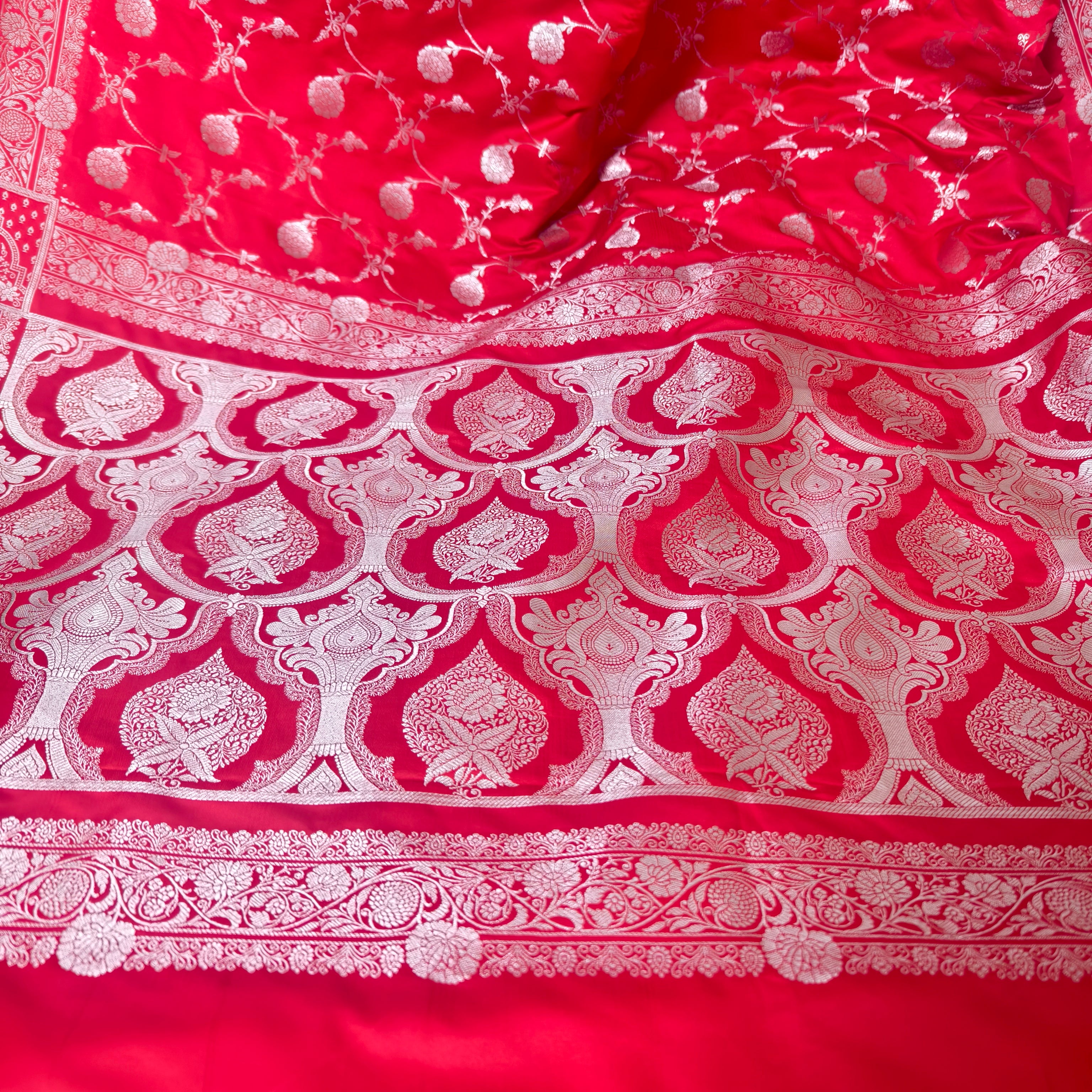 Reddish Orange Mashru Silk Saree