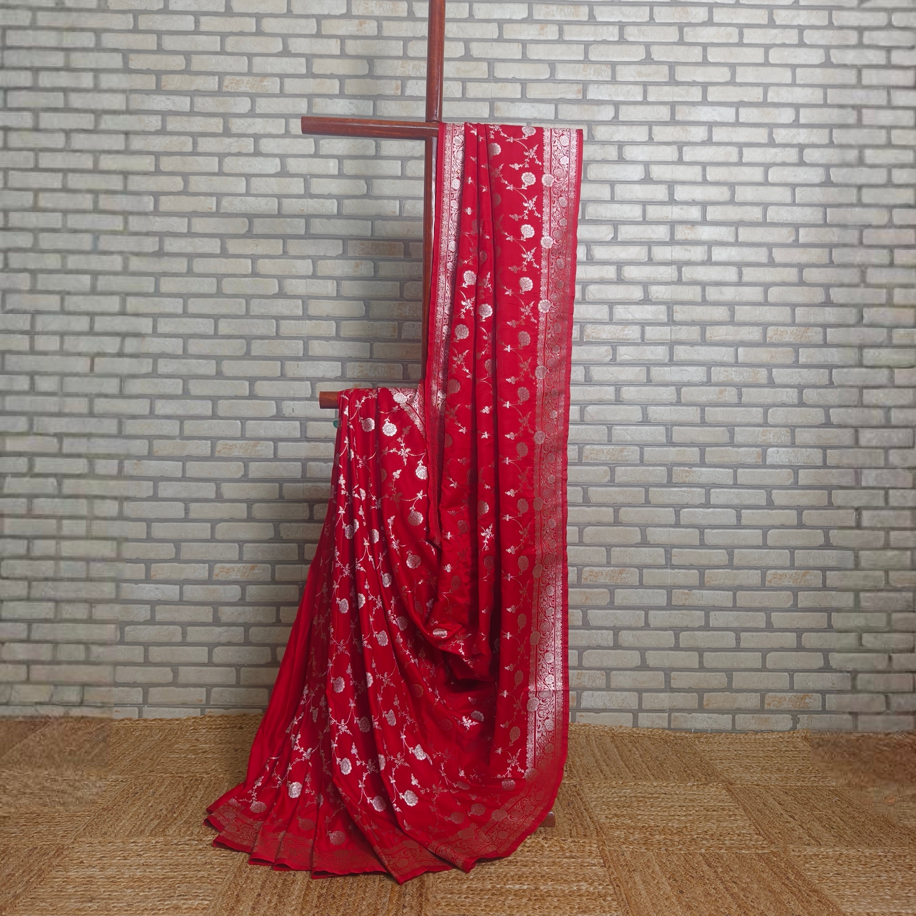 Reddish Orange Mashru Silk Saree