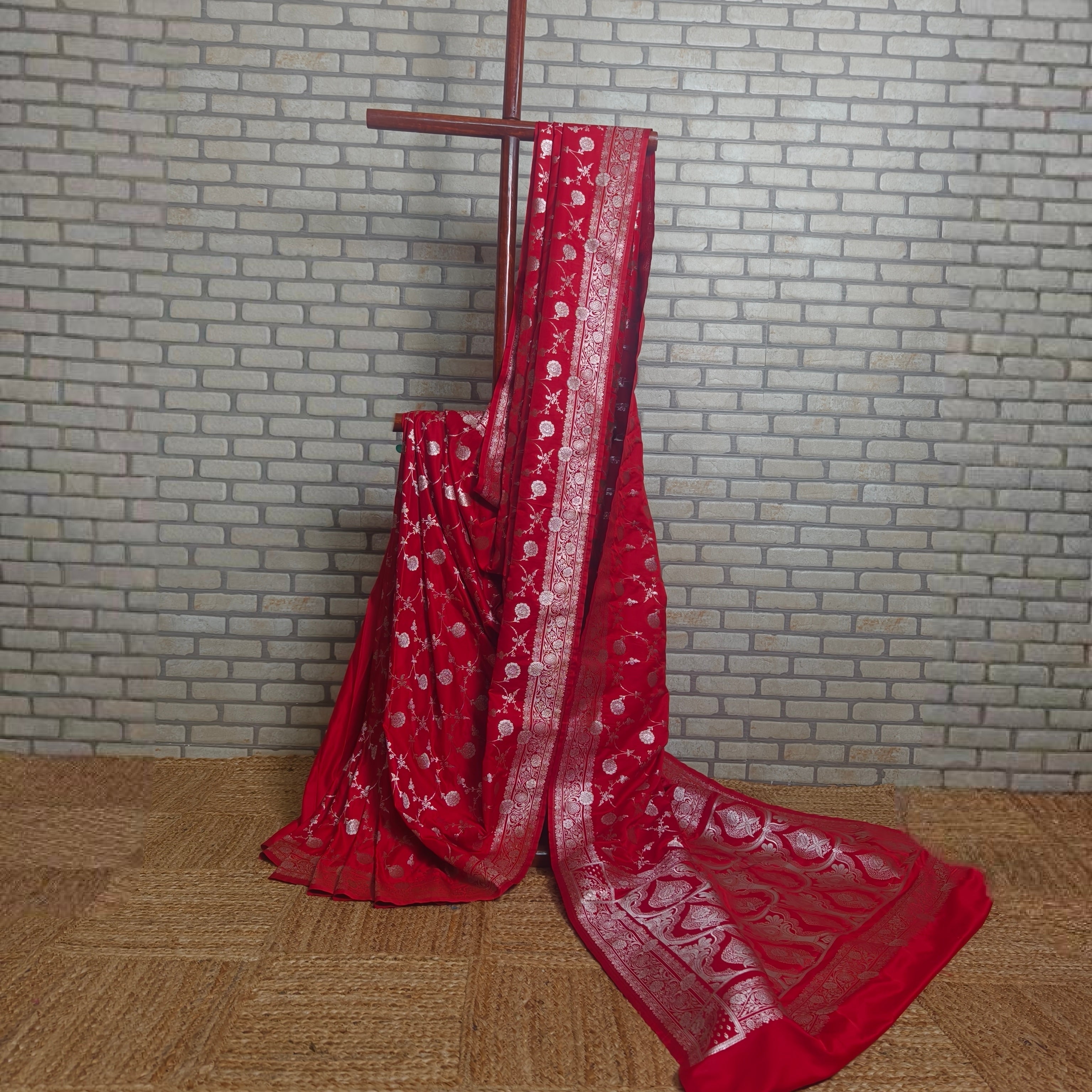 Reddish Orange Mashru Silk Saree