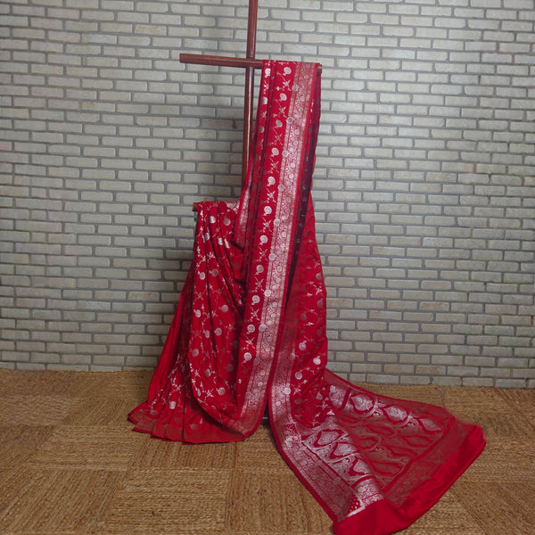 Reddish Orange Mashru Silk Saree
