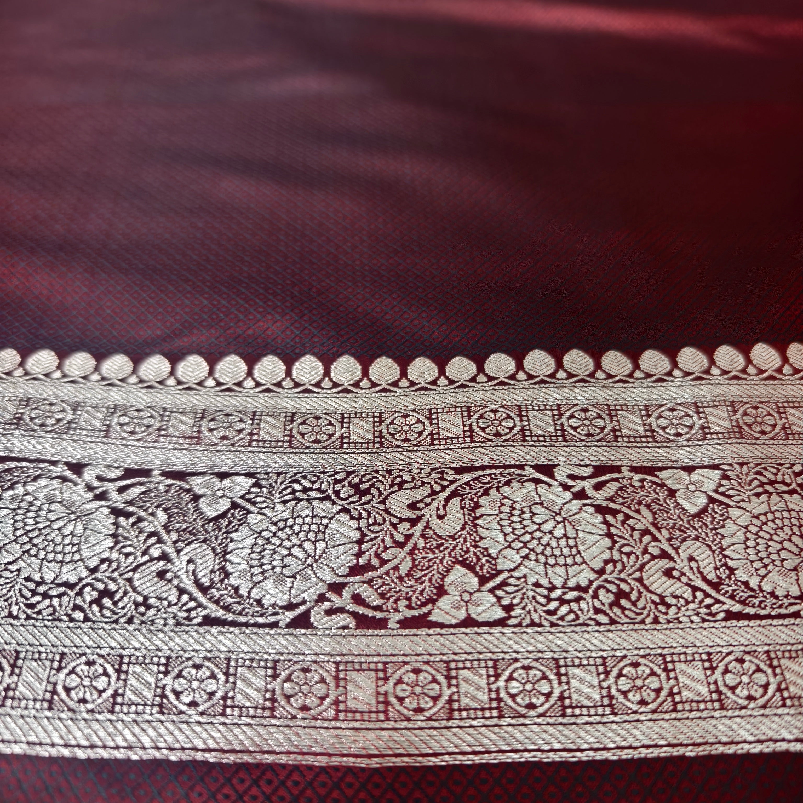 Bold Red Brown Mashru Silk Saree