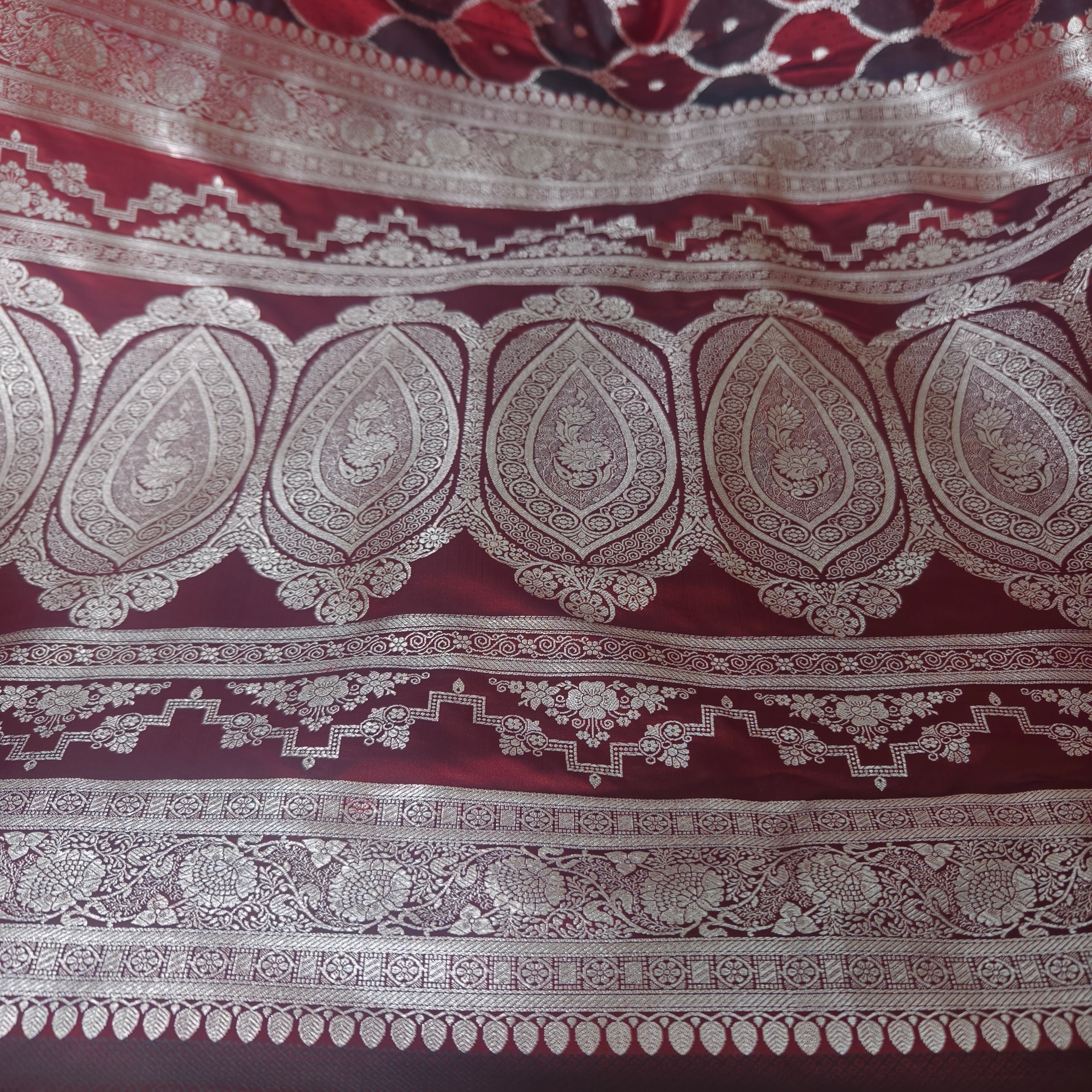 Bold Red Brown Mashru Silk Saree