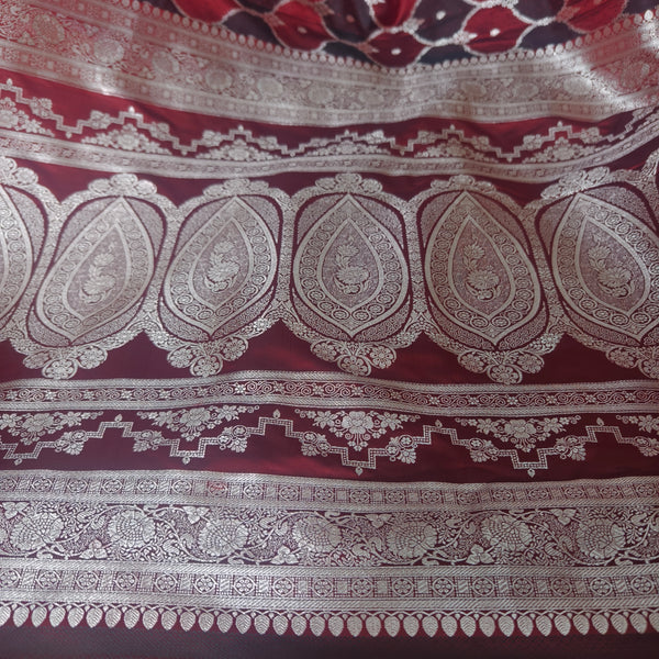 Bold Red Brown Mashru Silk Saree