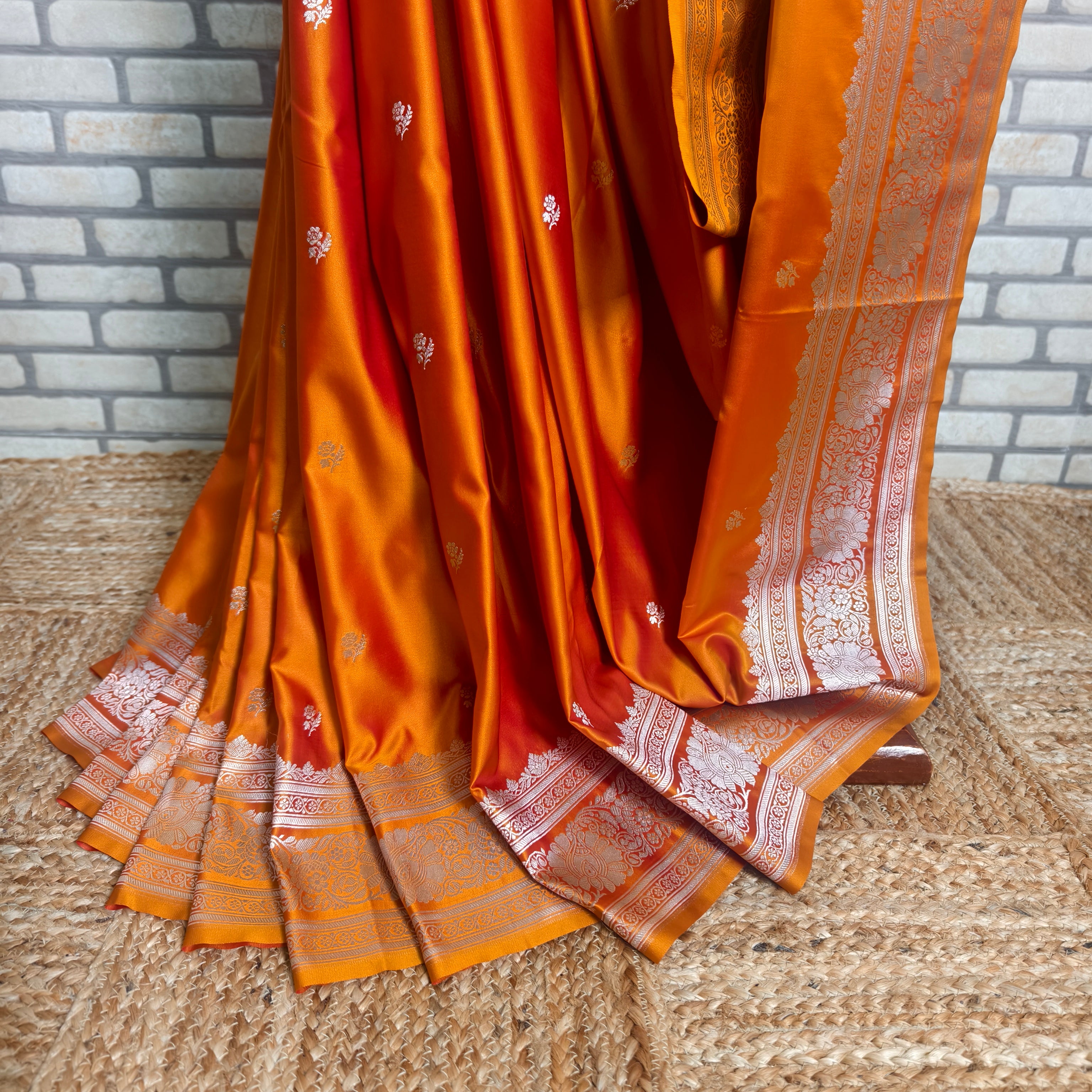 Mustard Beige Mashru Silk Saree
