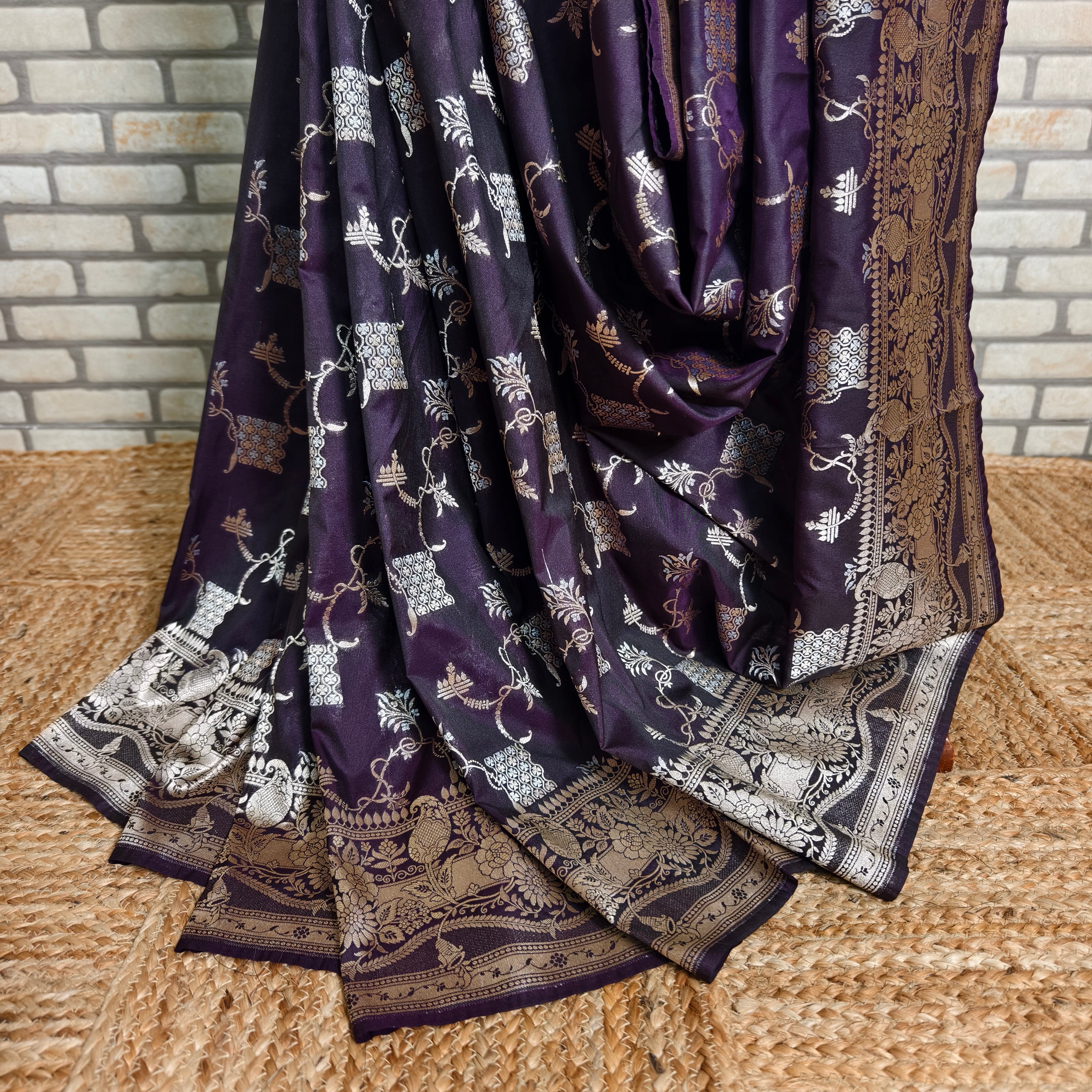Brownish Wine Mashru Silk Saree
