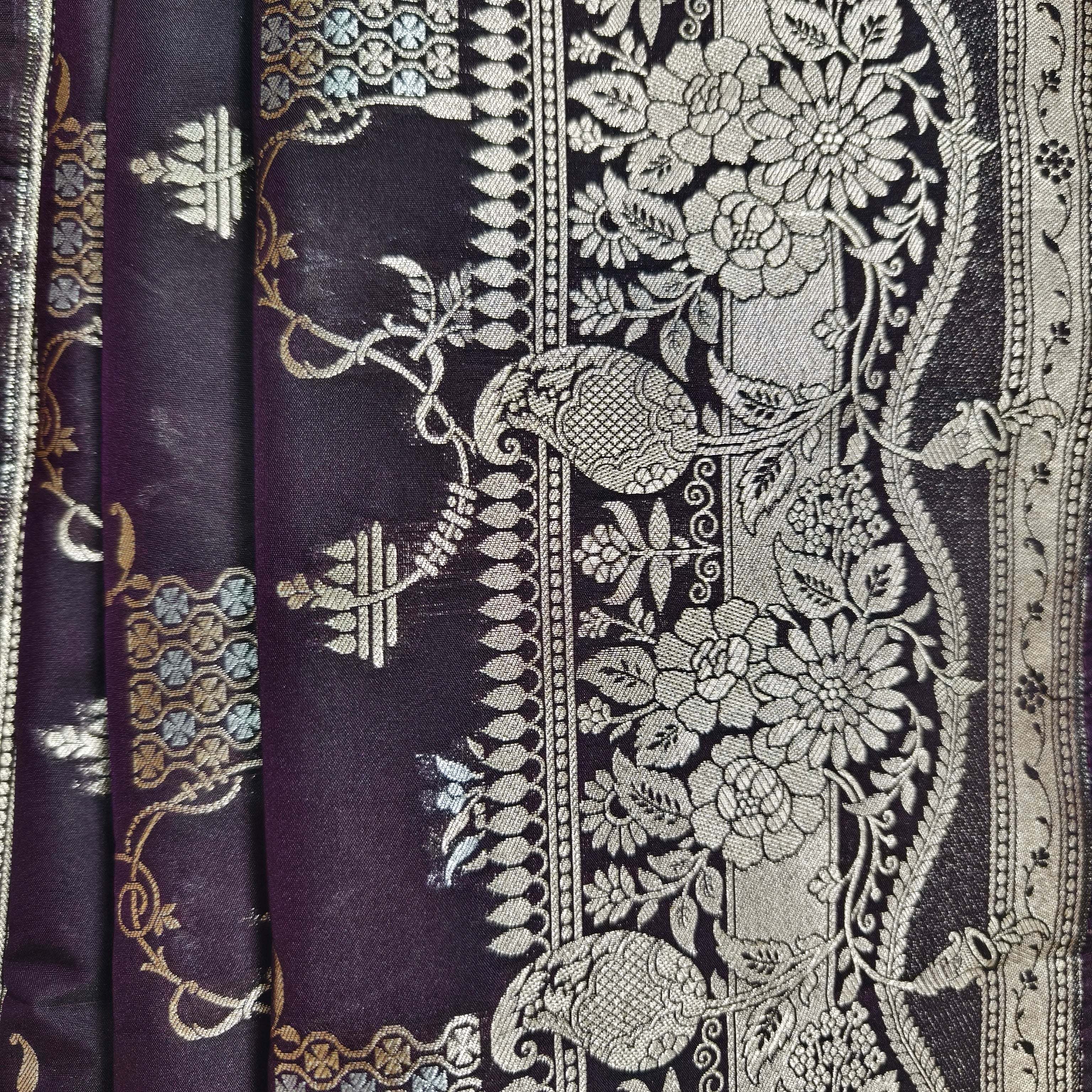 Brownish Wine Mashru Silk Saree