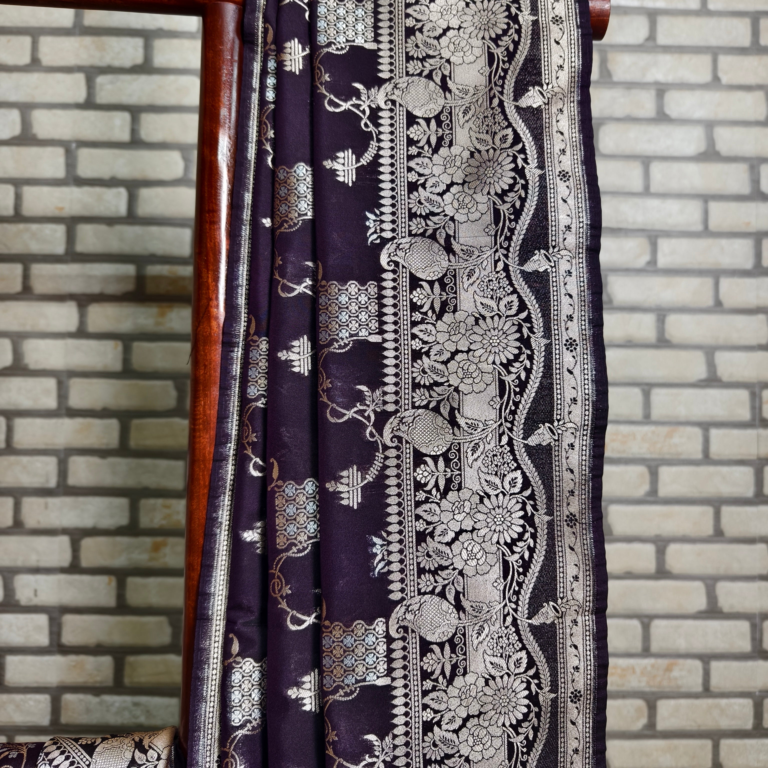 Brownish Wine Mashru Silk Saree