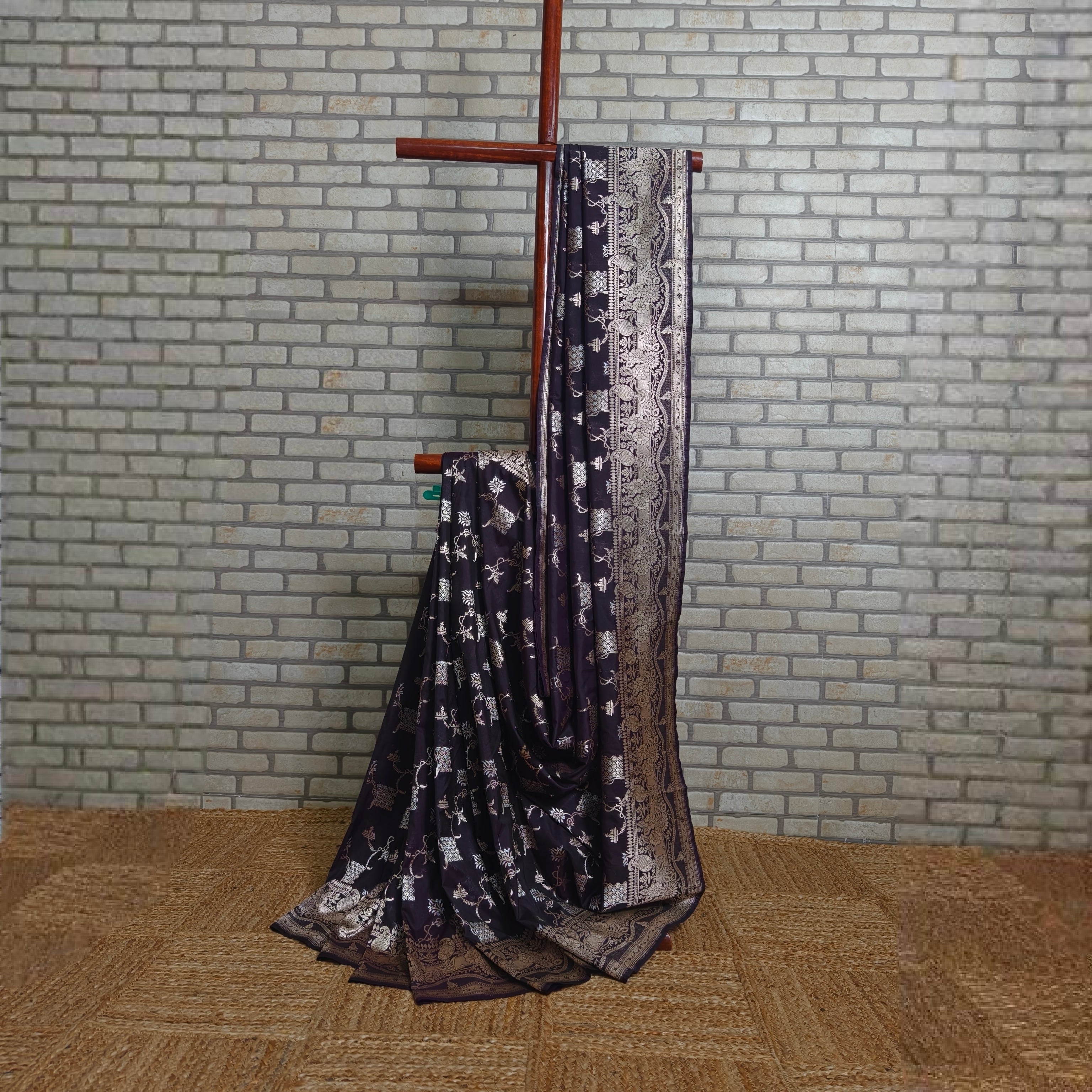 Brownish Wine Mashru Silk Saree