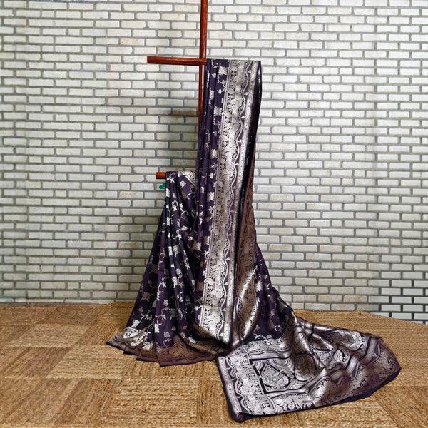 Brownish Wine Mashru Silk Saree