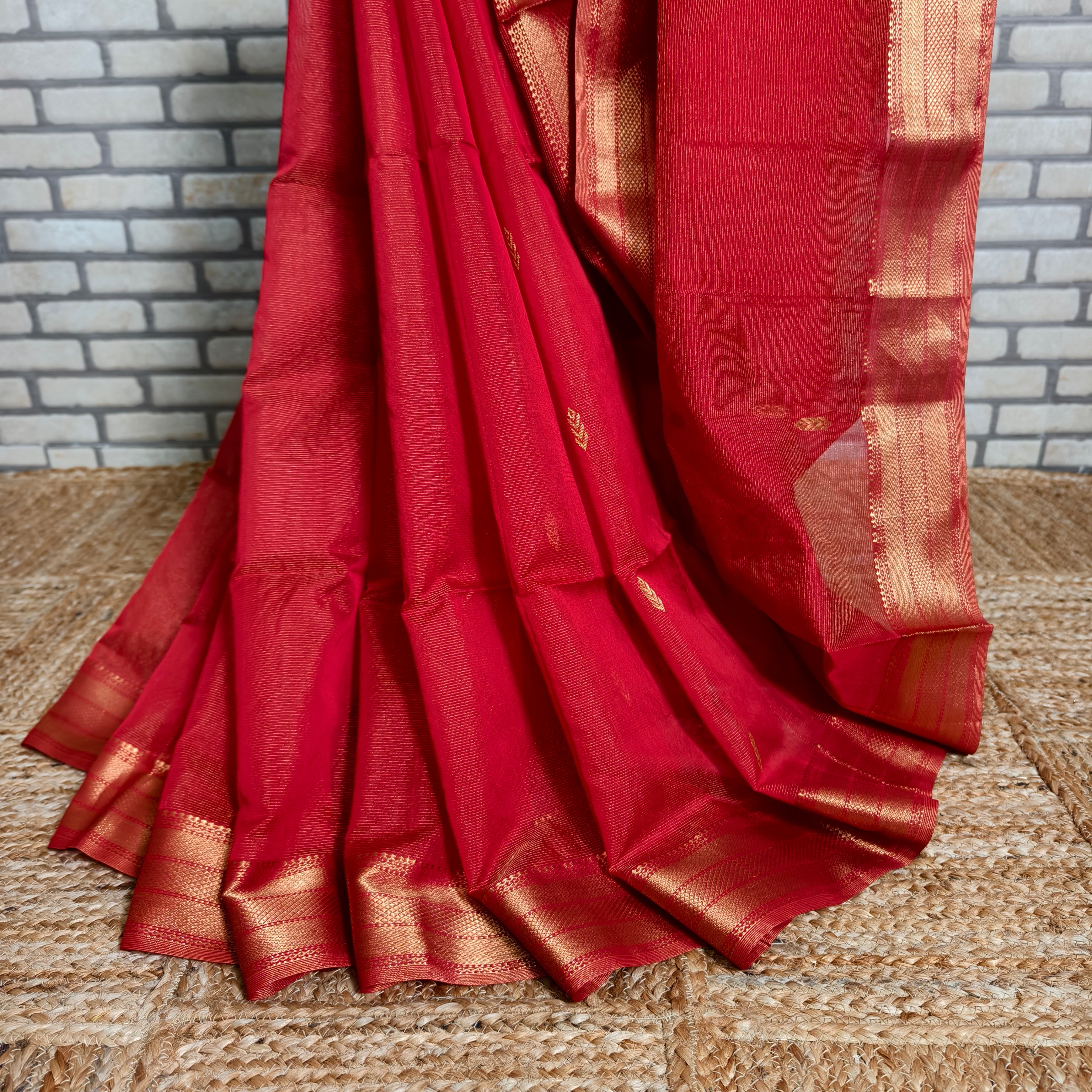 Bridal Red Maheshwari Saree