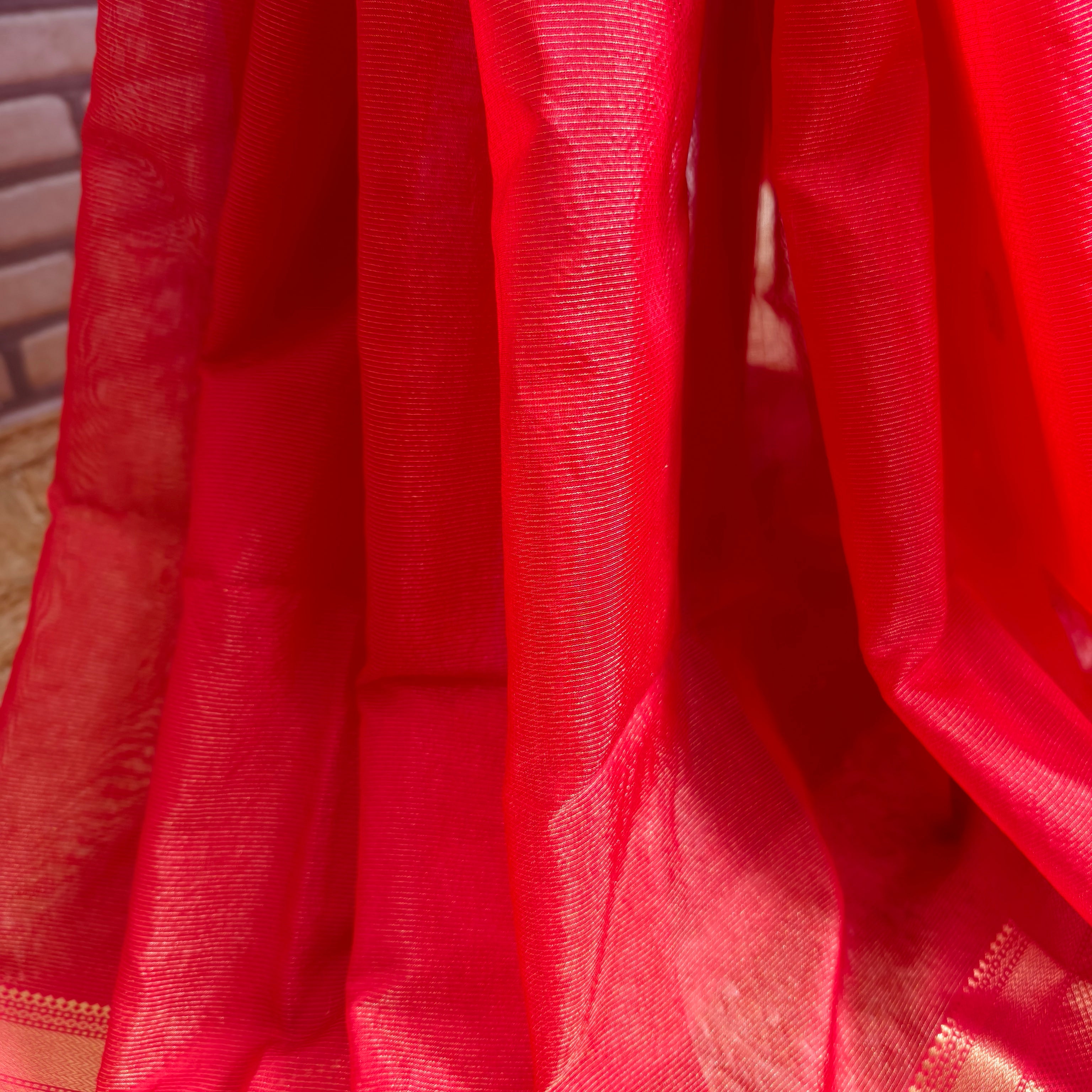 Bridal Red Maheshwari Saree