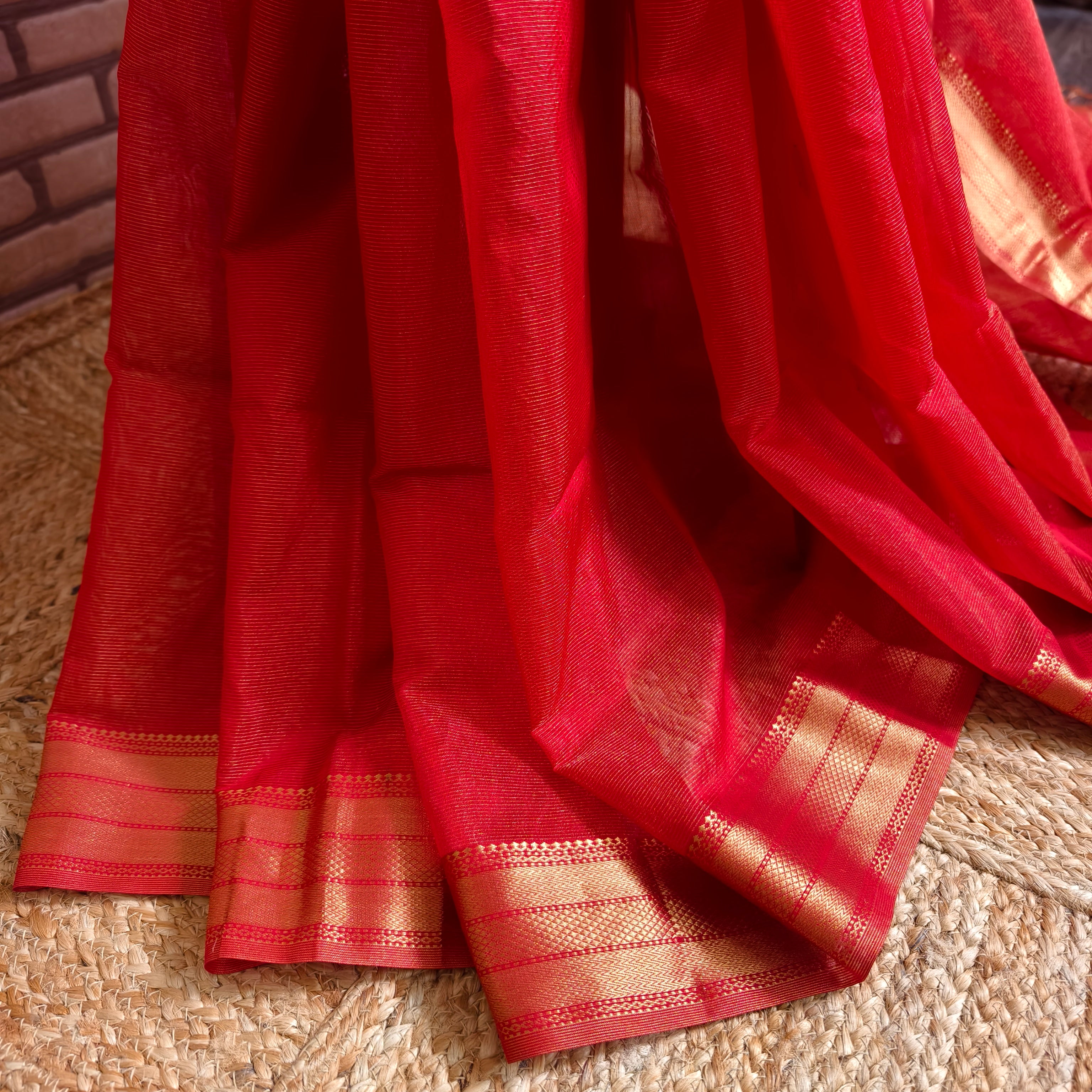 Bridal Red Maheshwari Saree