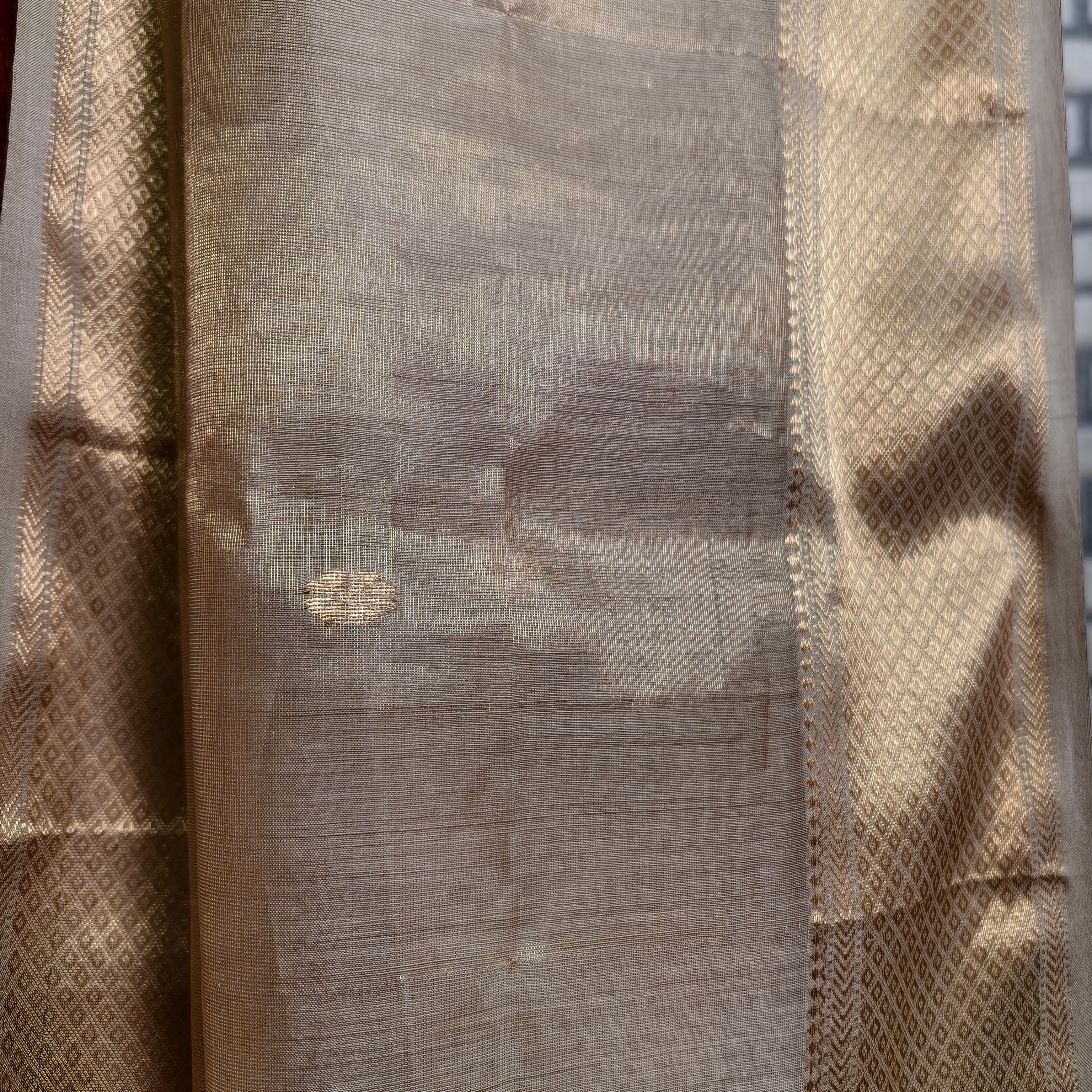Beige Golden Maheshwari Saree
