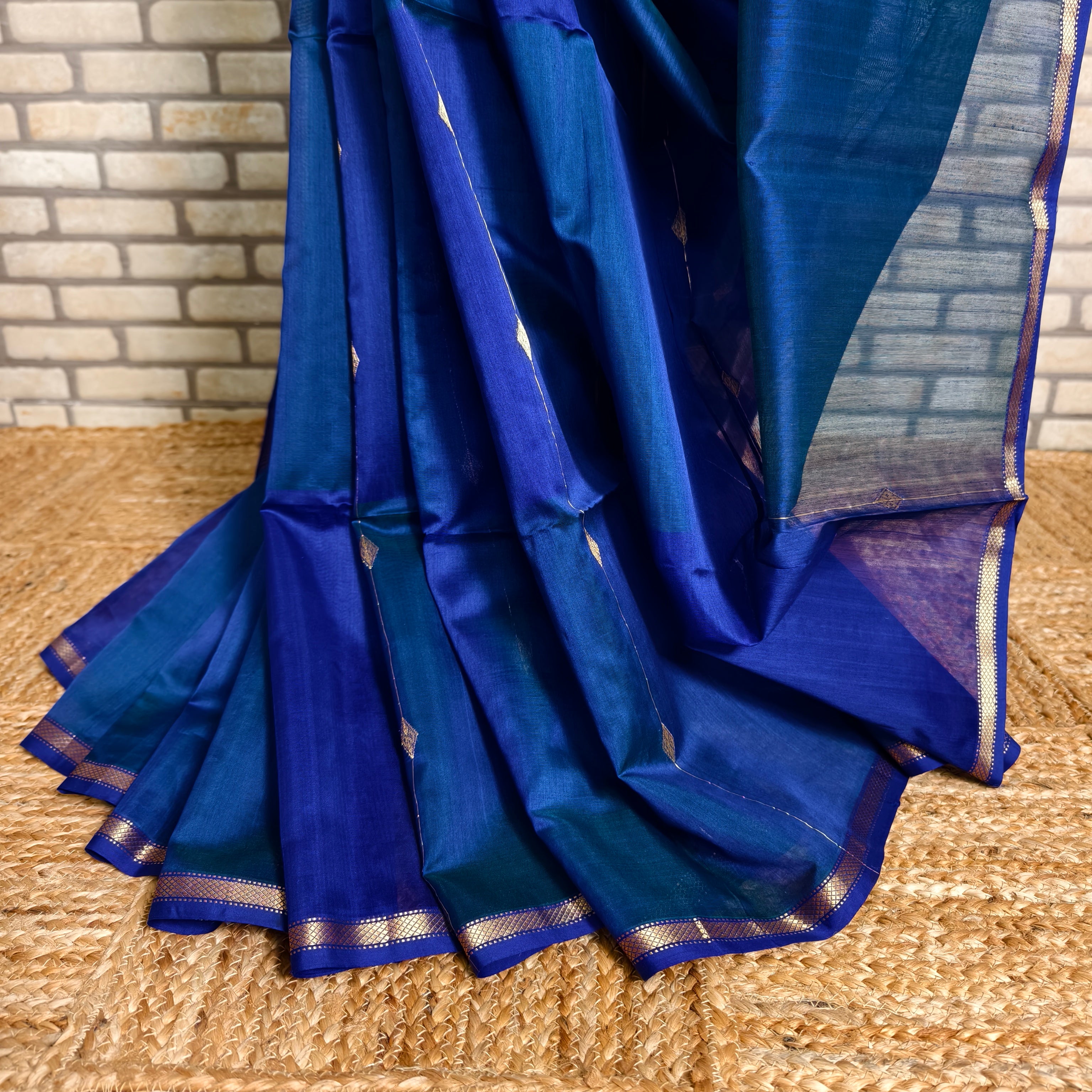 Two tone Purplish Blue Chanderi saree