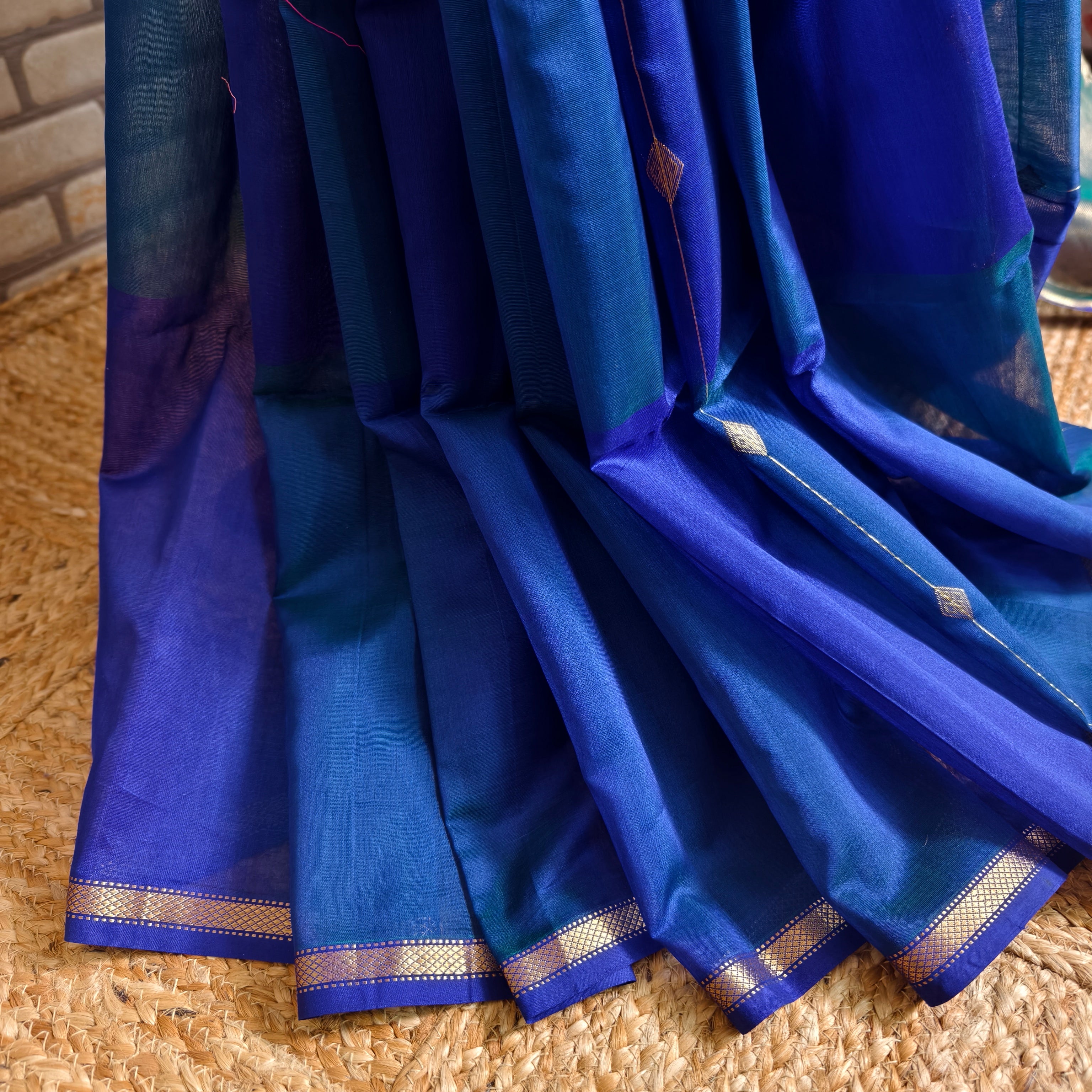 Two tone Purplish Blue Chanderi saree