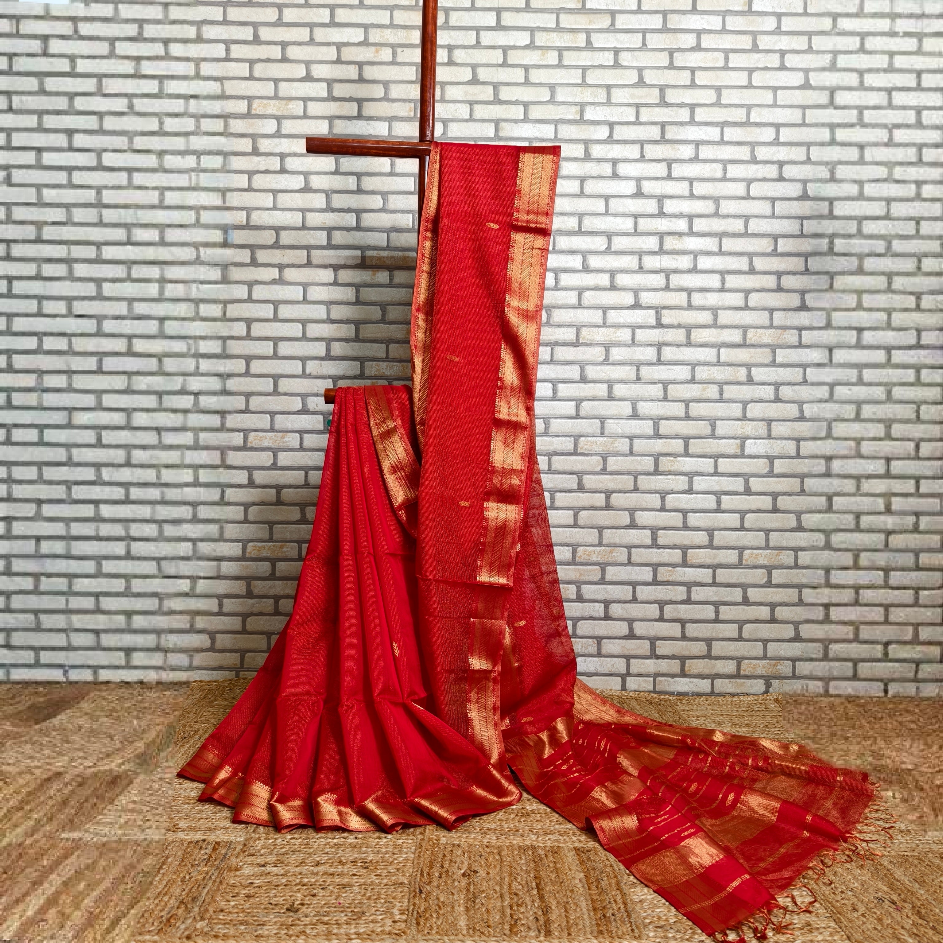 Bridal Red Maheshwari Saree
