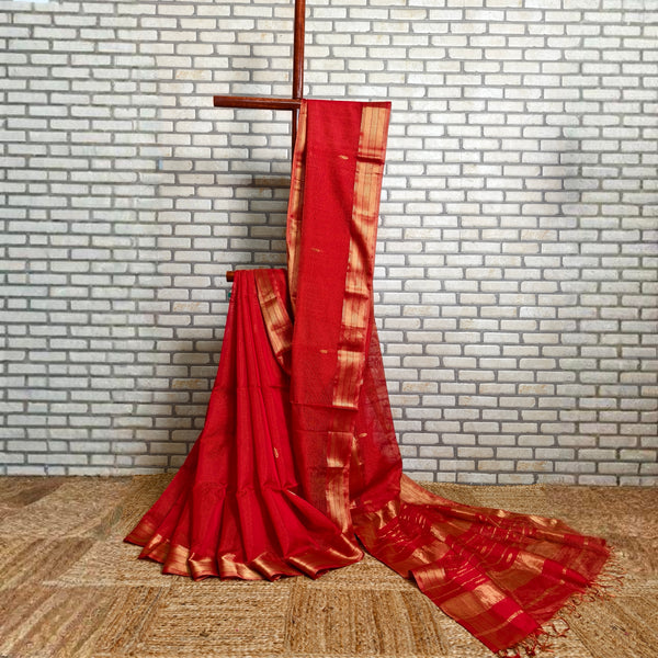 Bridal Red Maheshwari Saree