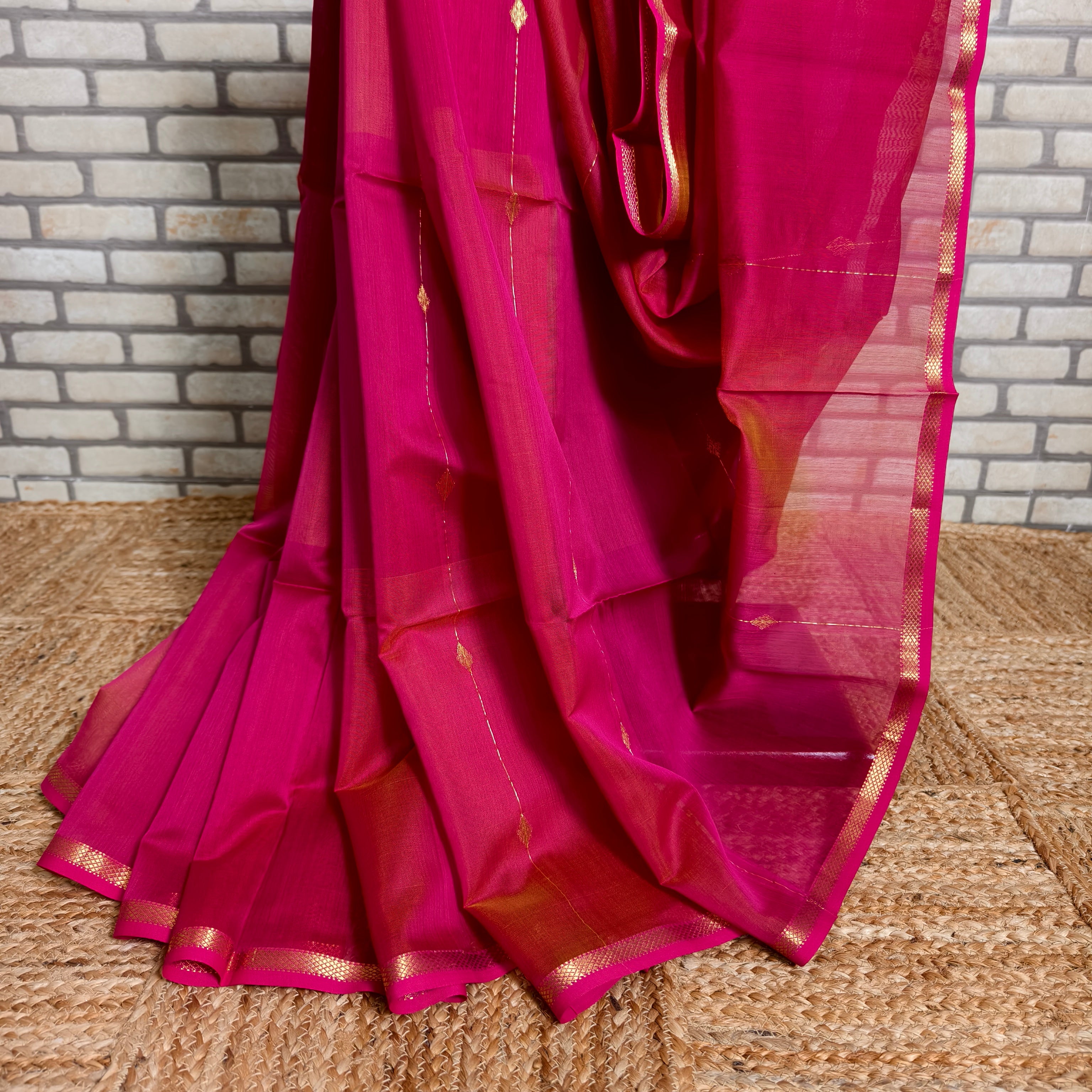 Two-tone Pinkish Red Chanderi Saree