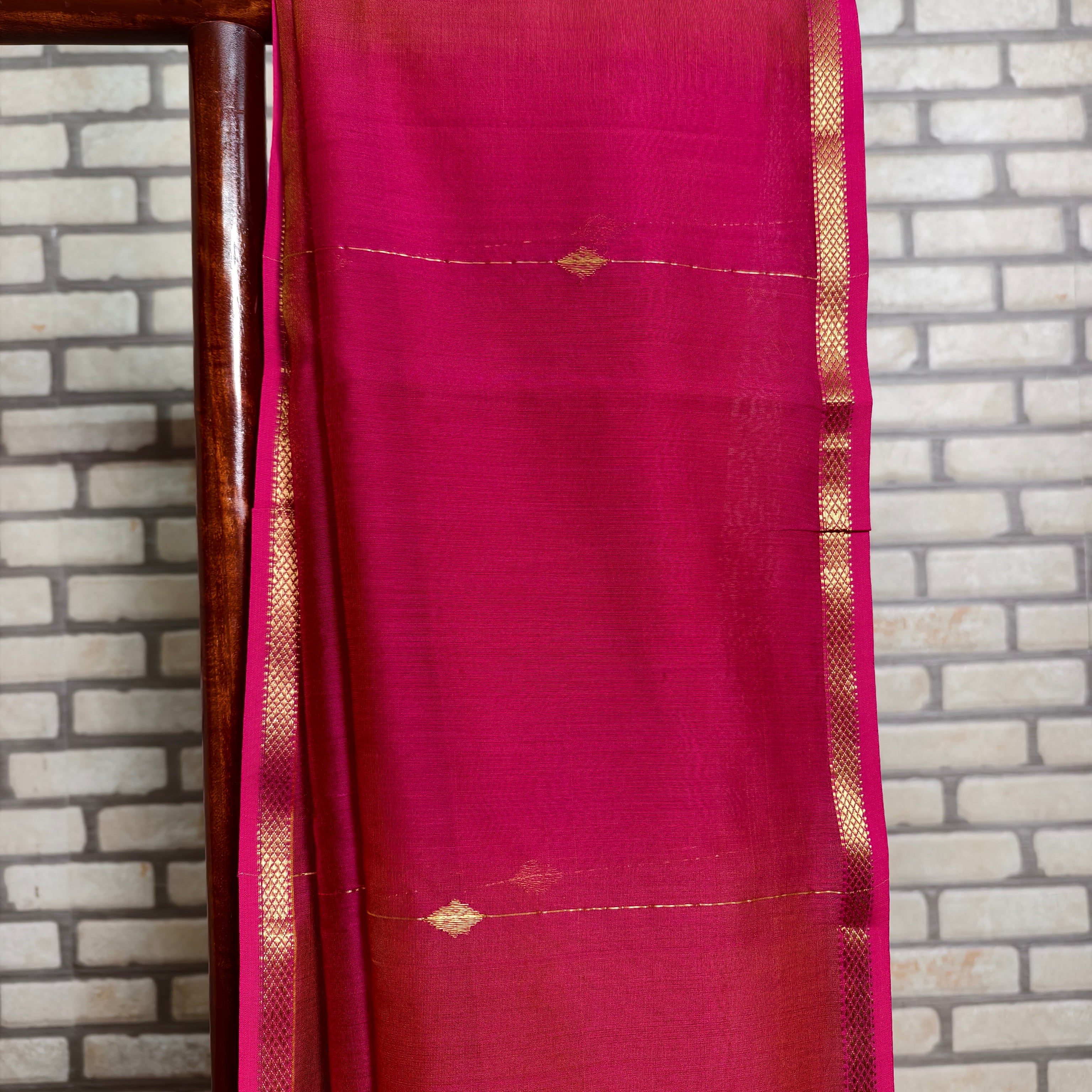 Two-tone Pinkish Red Chanderi Saree