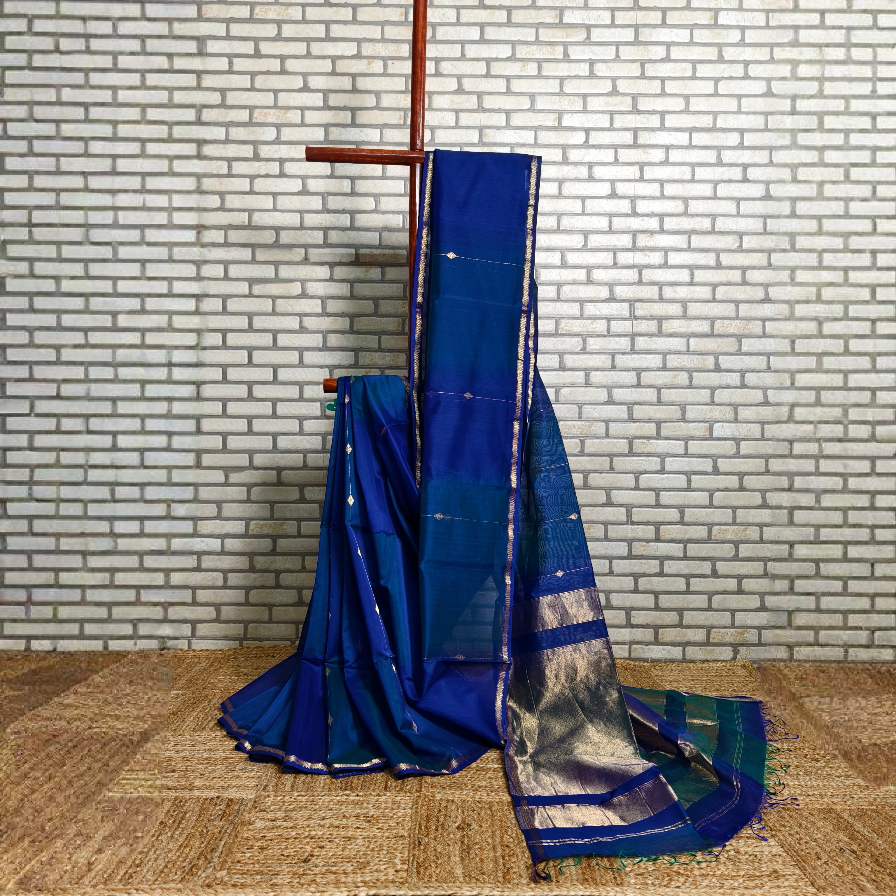 Two tone Purplish Blue Chanderi saree