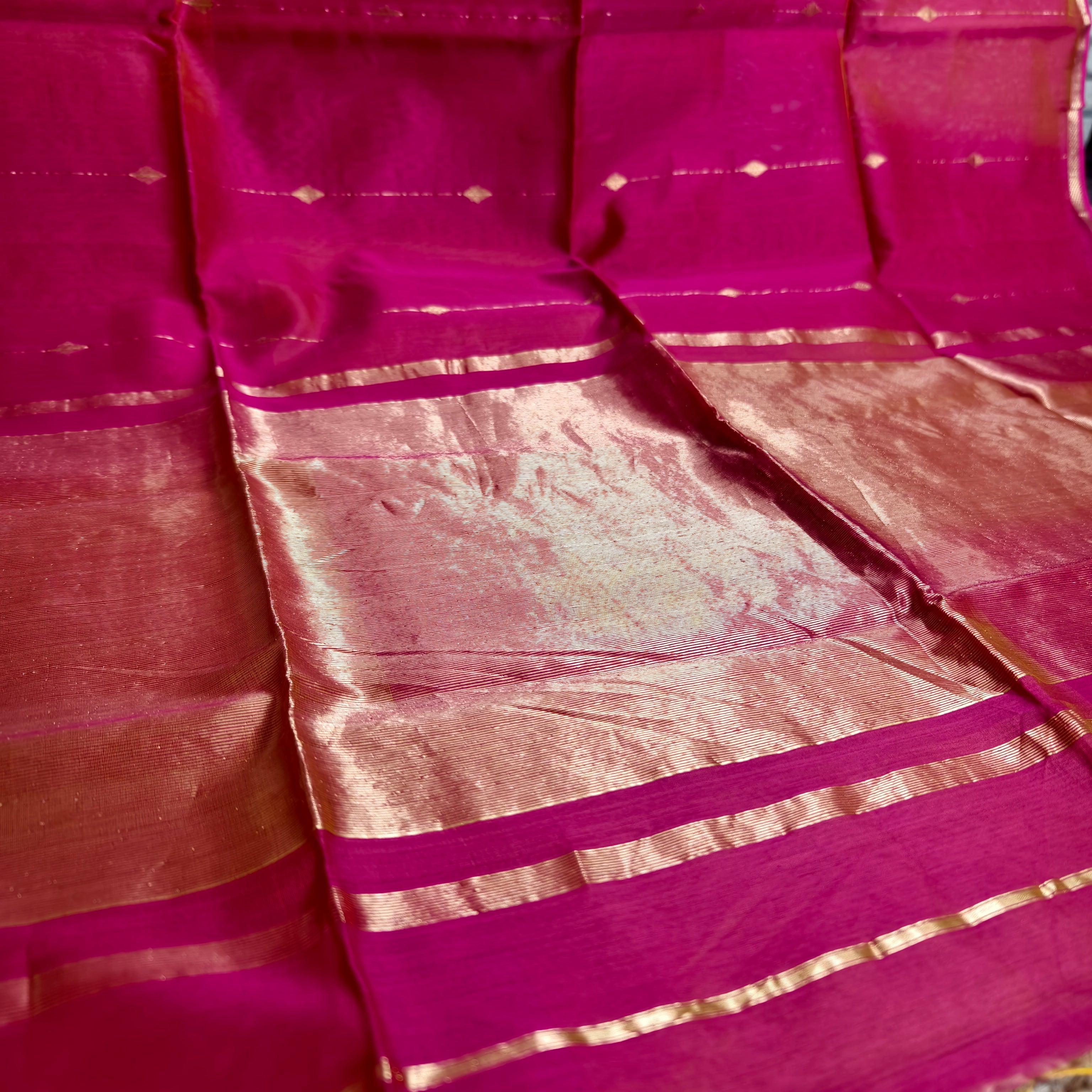 Two-tone Pinkish Red Chanderi Saree