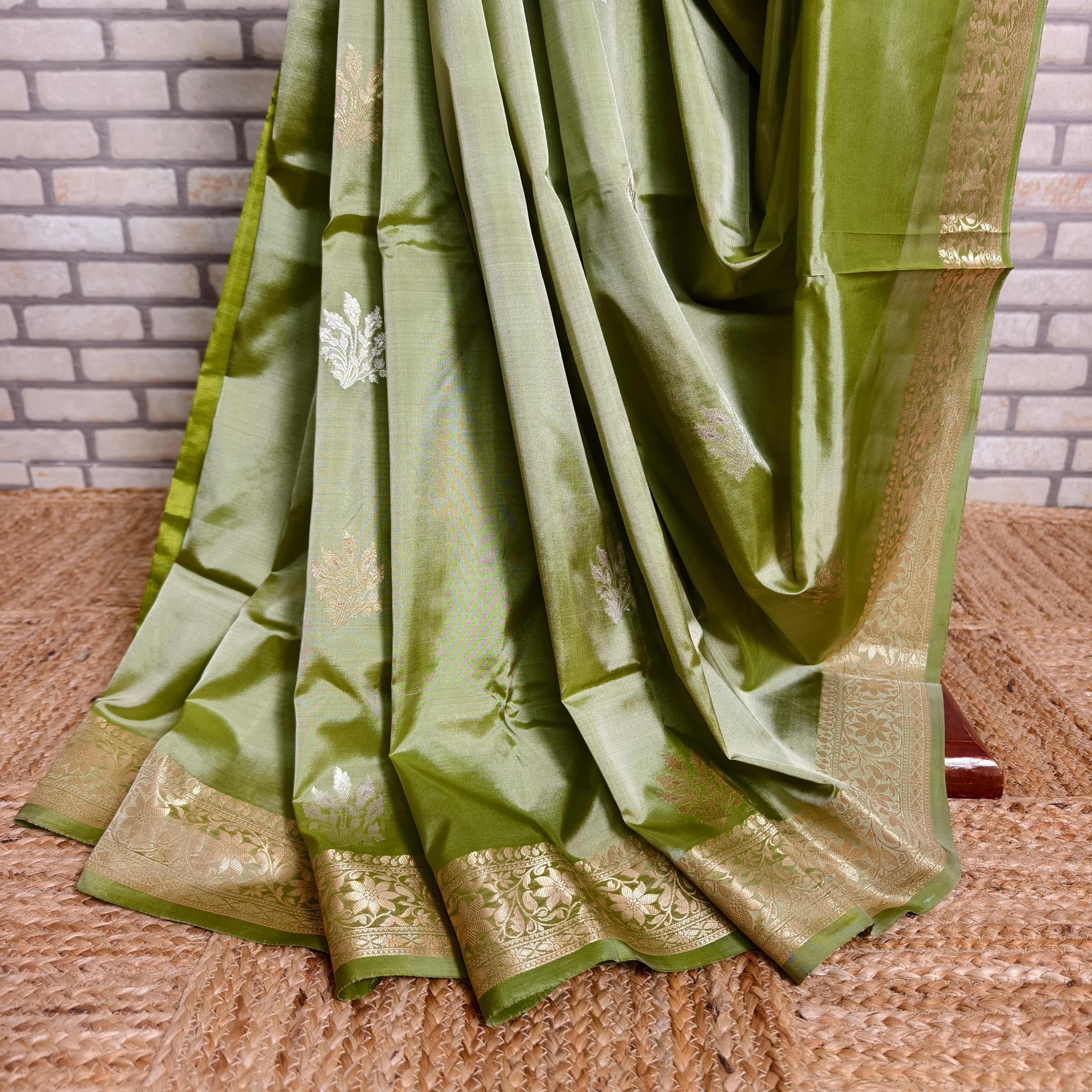 Pestal Green Katan Silk Saree