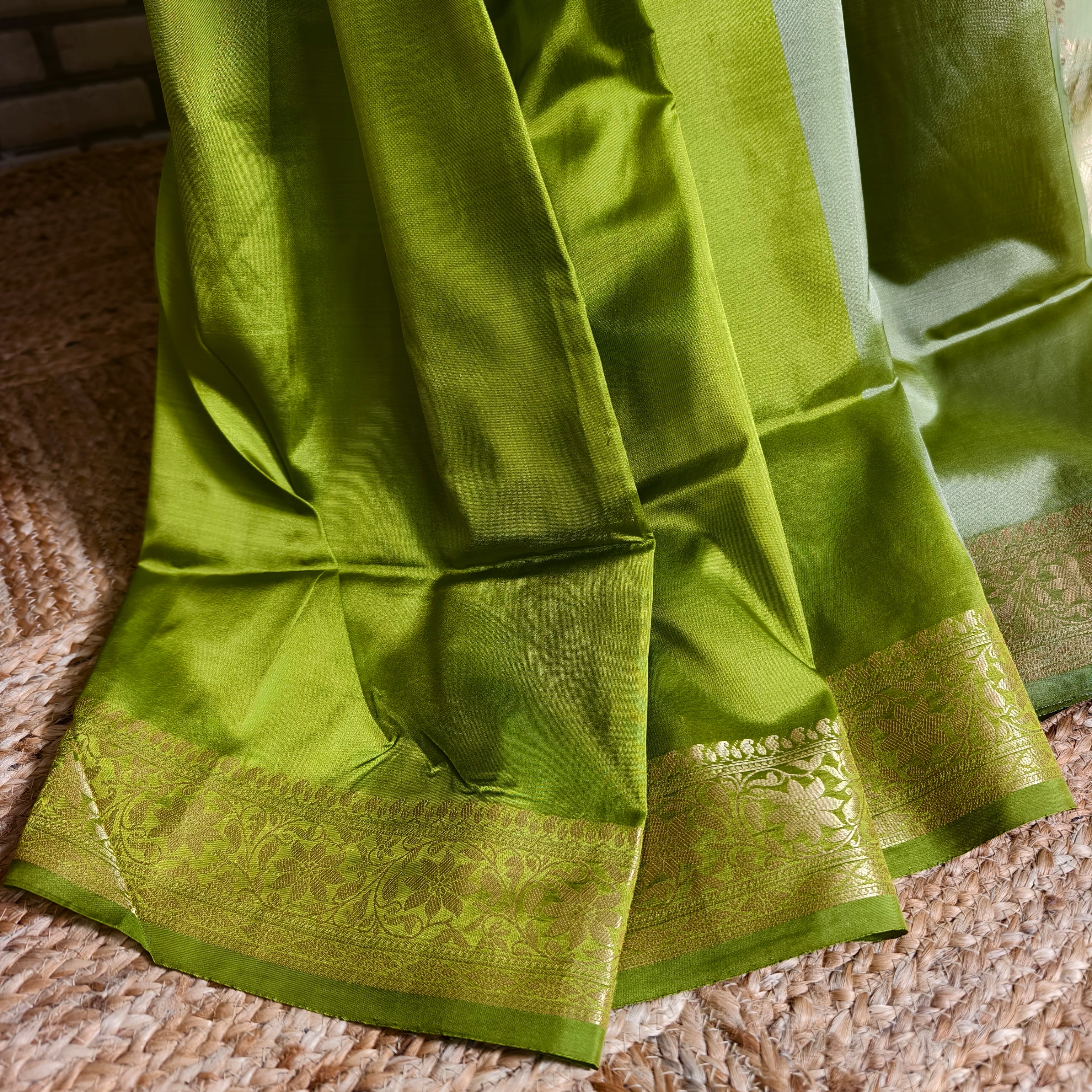 Pestal Green Katan Silk Saree