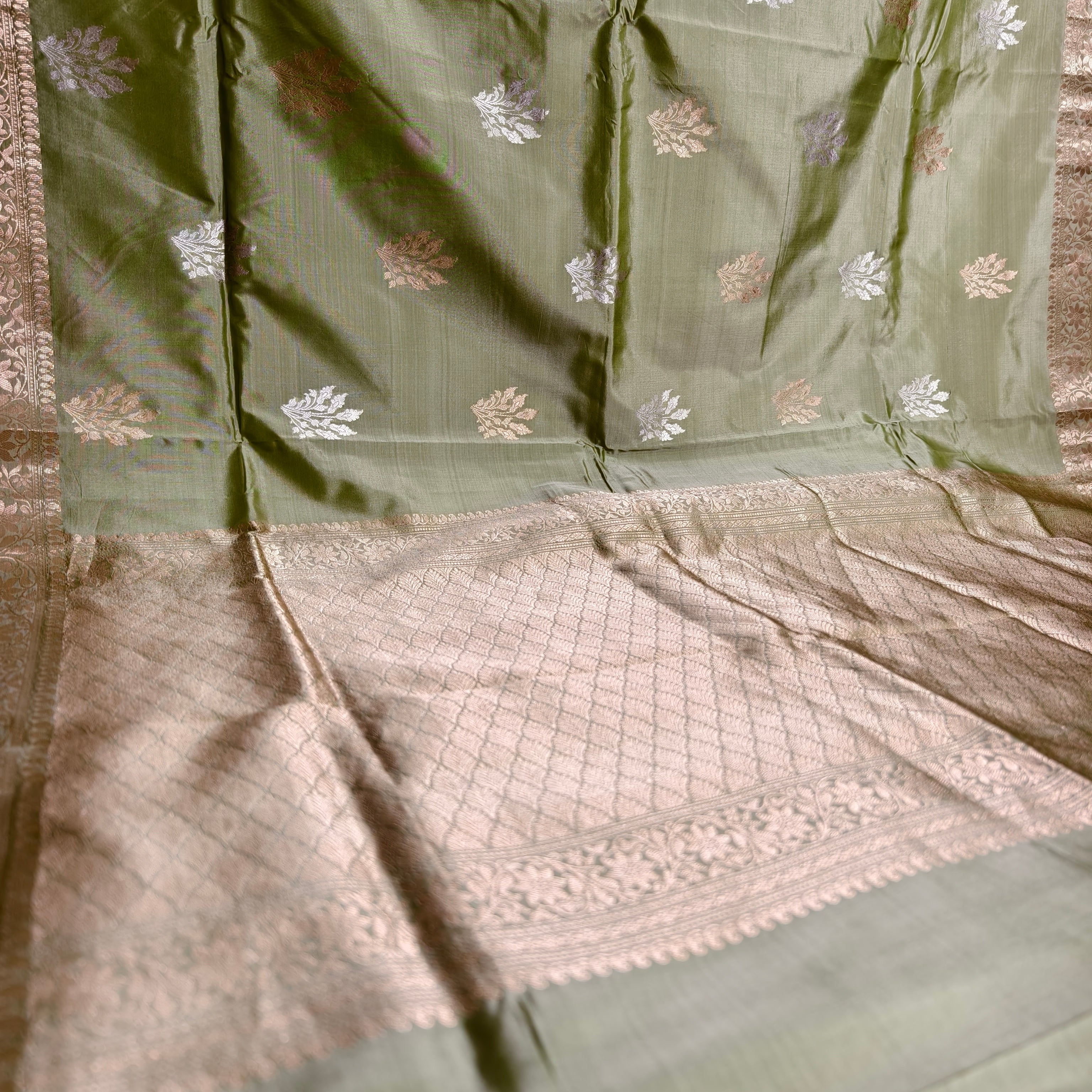 Pestal Green Katan Silk Saree