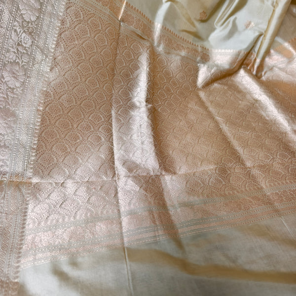 Beige Yellowish Gold Katan Silk Saree