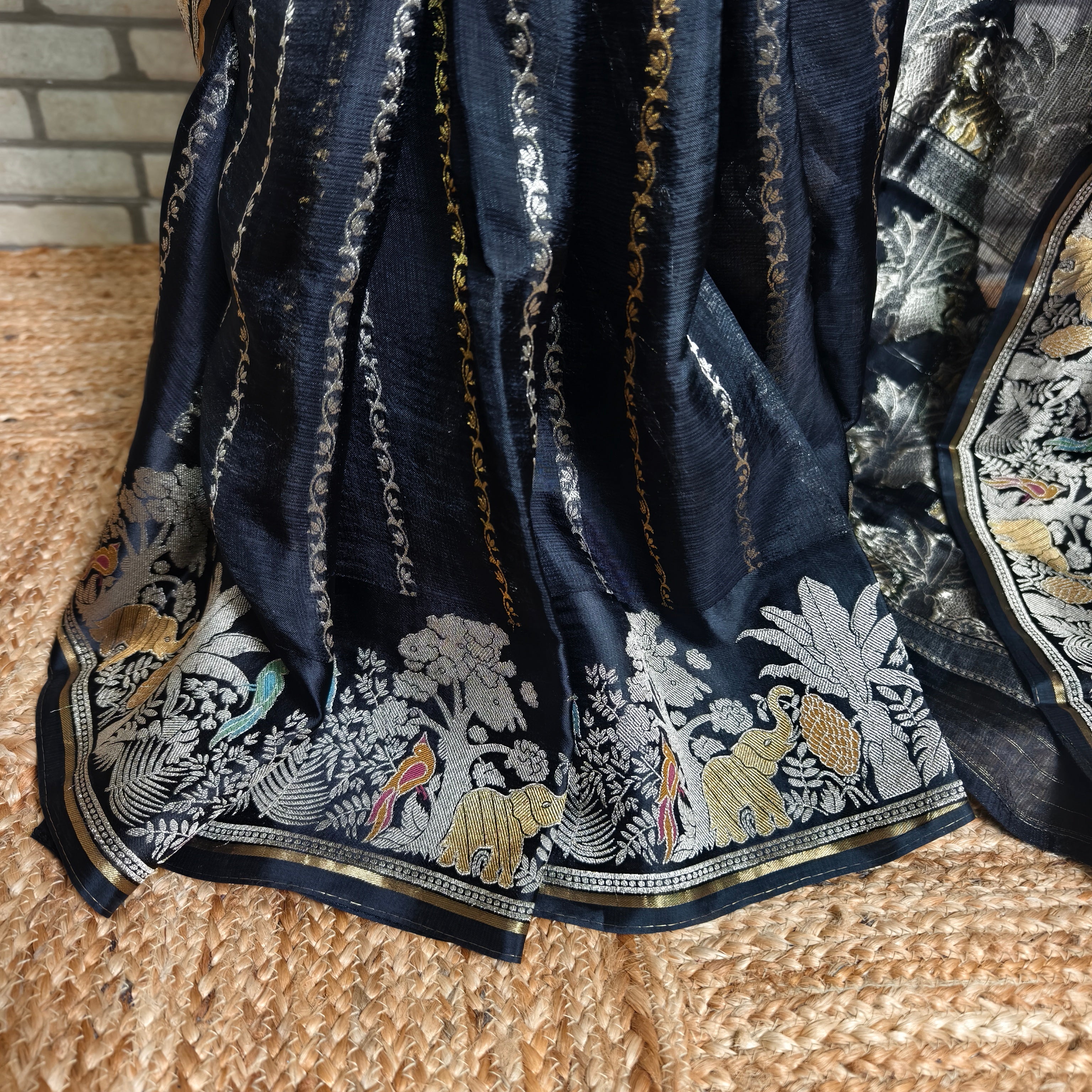 Black Manipuri Kota Saree