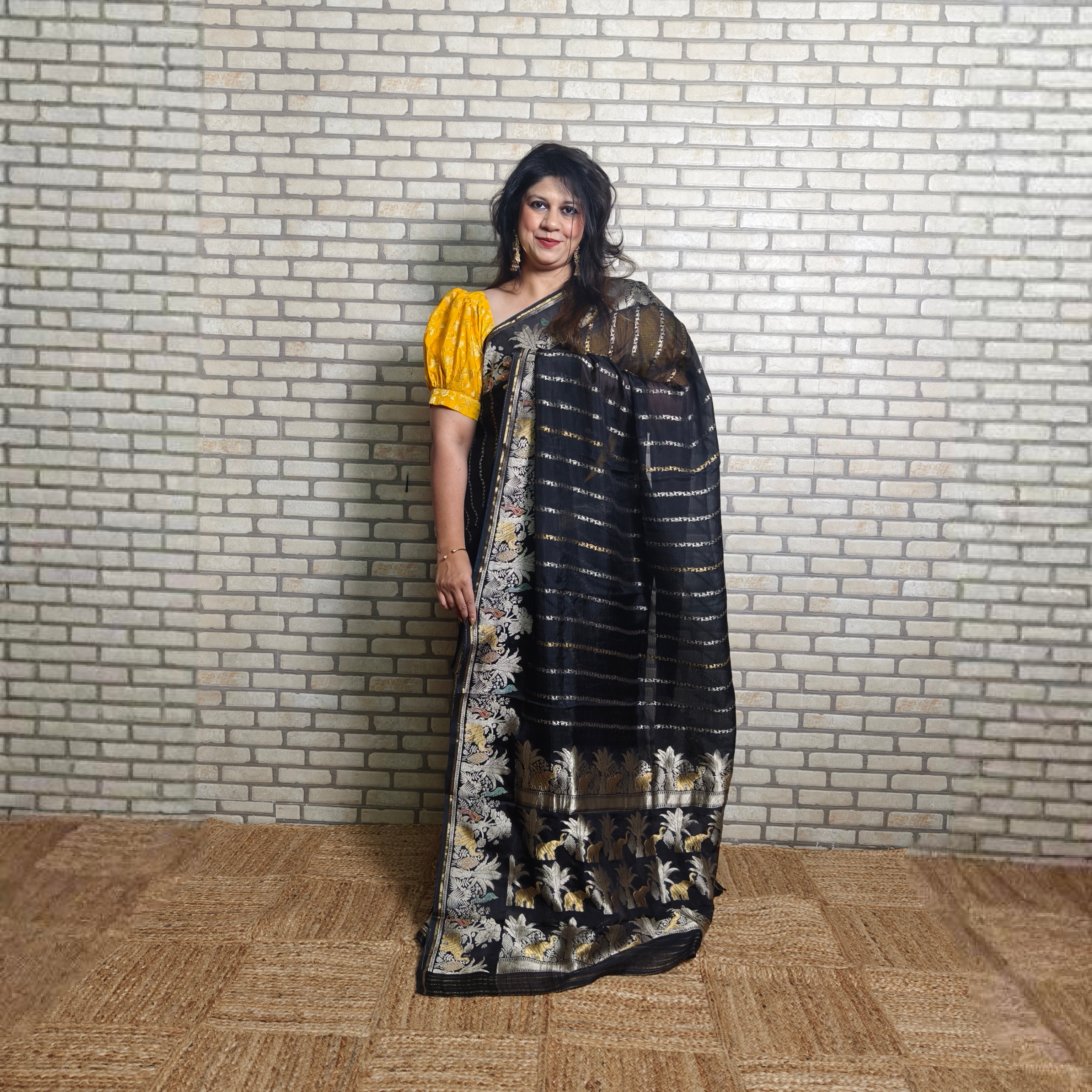 Black Manipuri Kota Saree