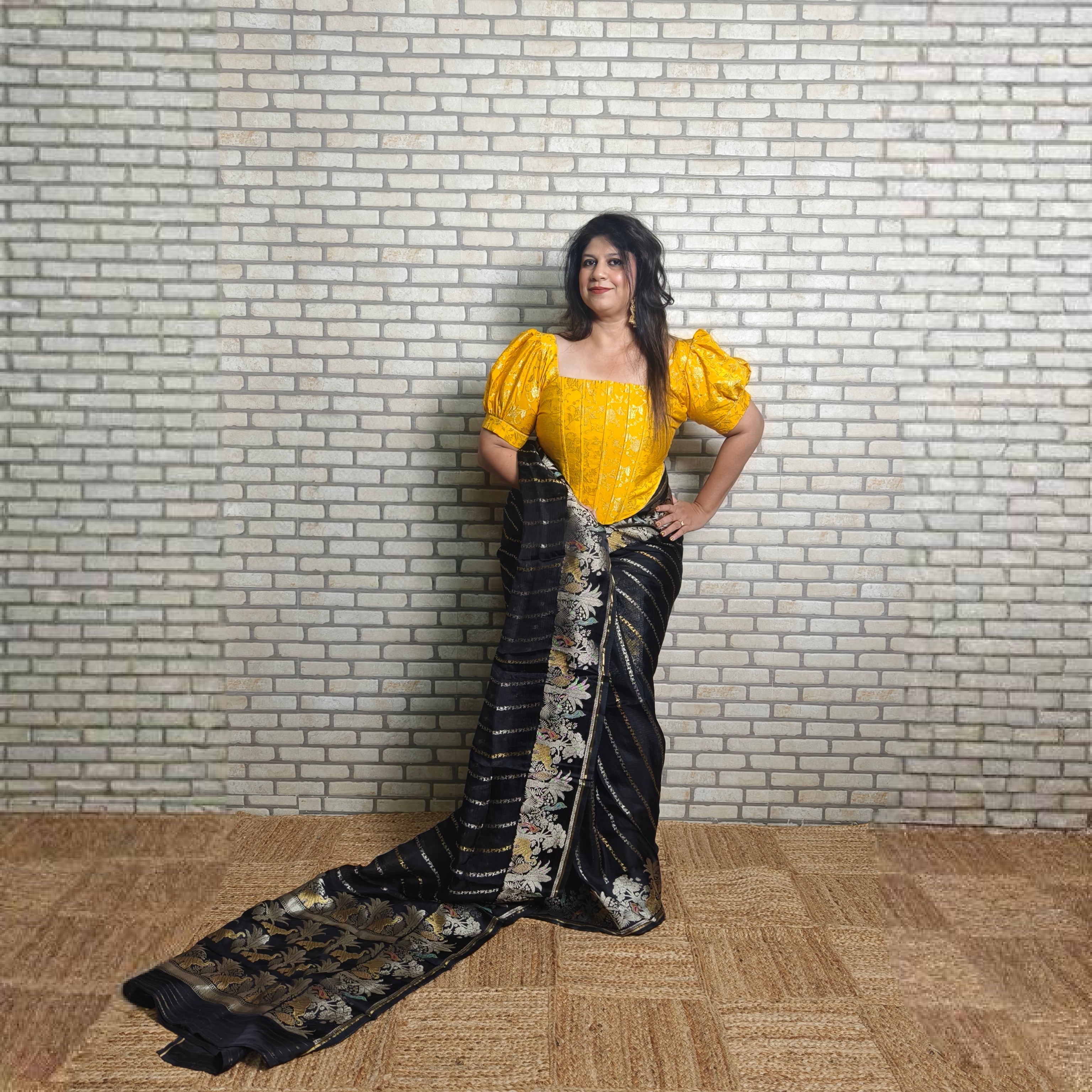 Black Manipuri Kota Saree