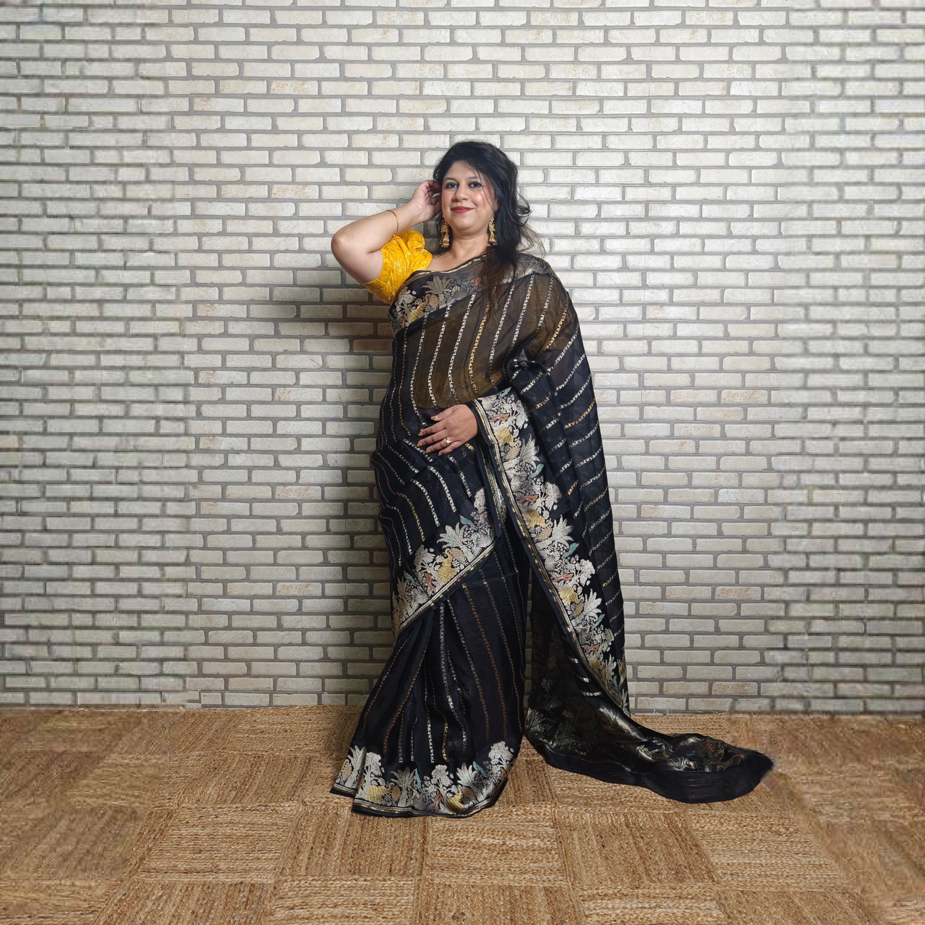 Black Manipuri Kota Saree