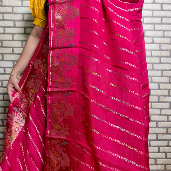 Dark Pink Manipuri Kota Saree