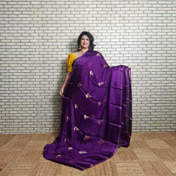 DarkPurple Manipuri Kota Saree
