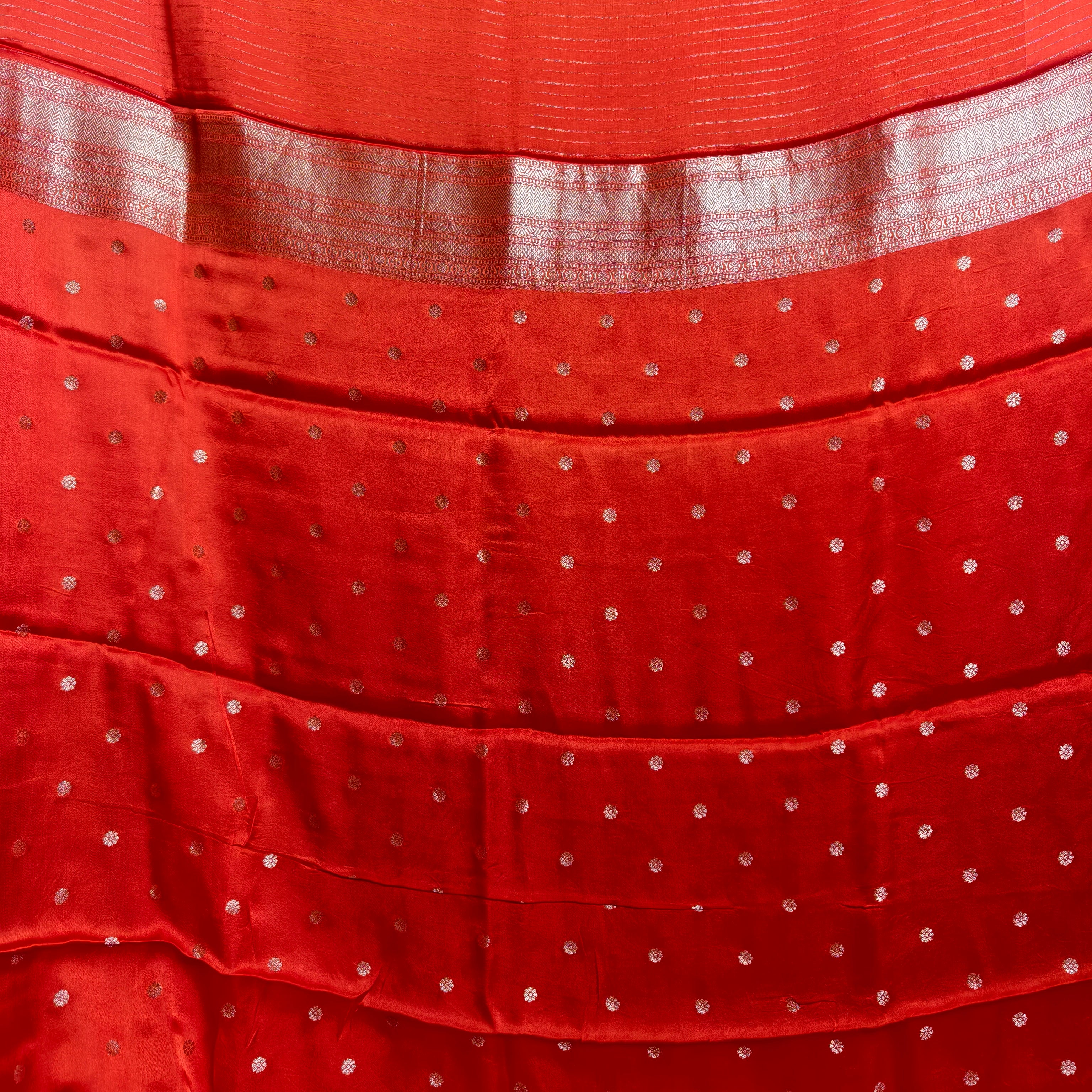 Orange satin organza saree