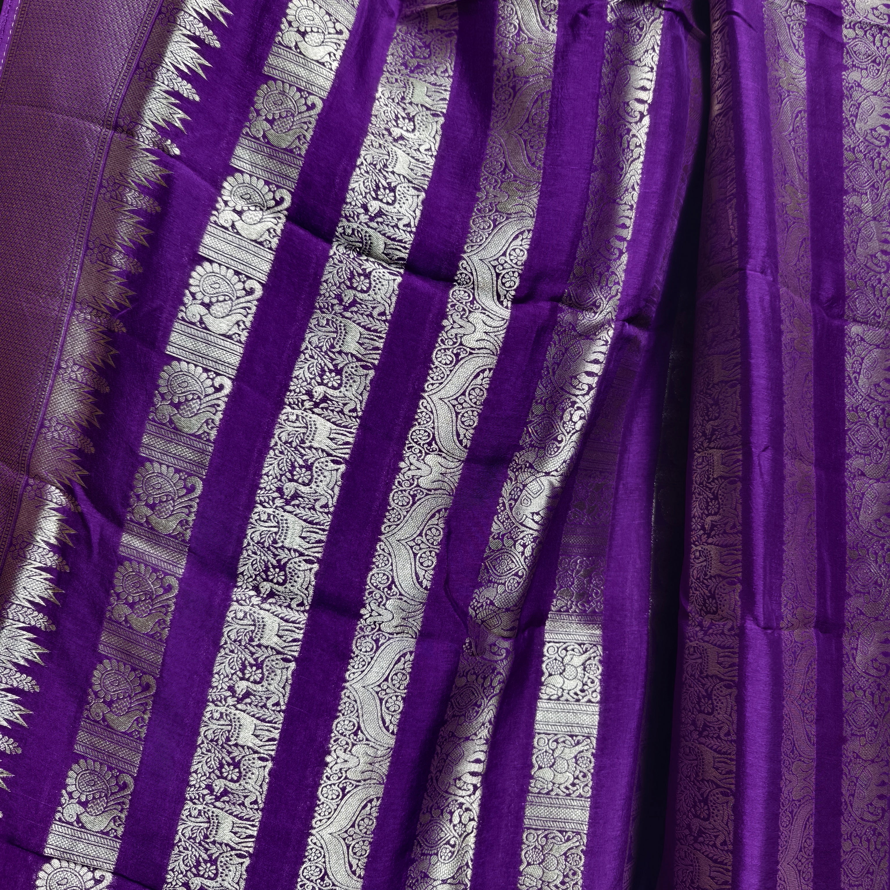 Purple Bamboo Silk Saree