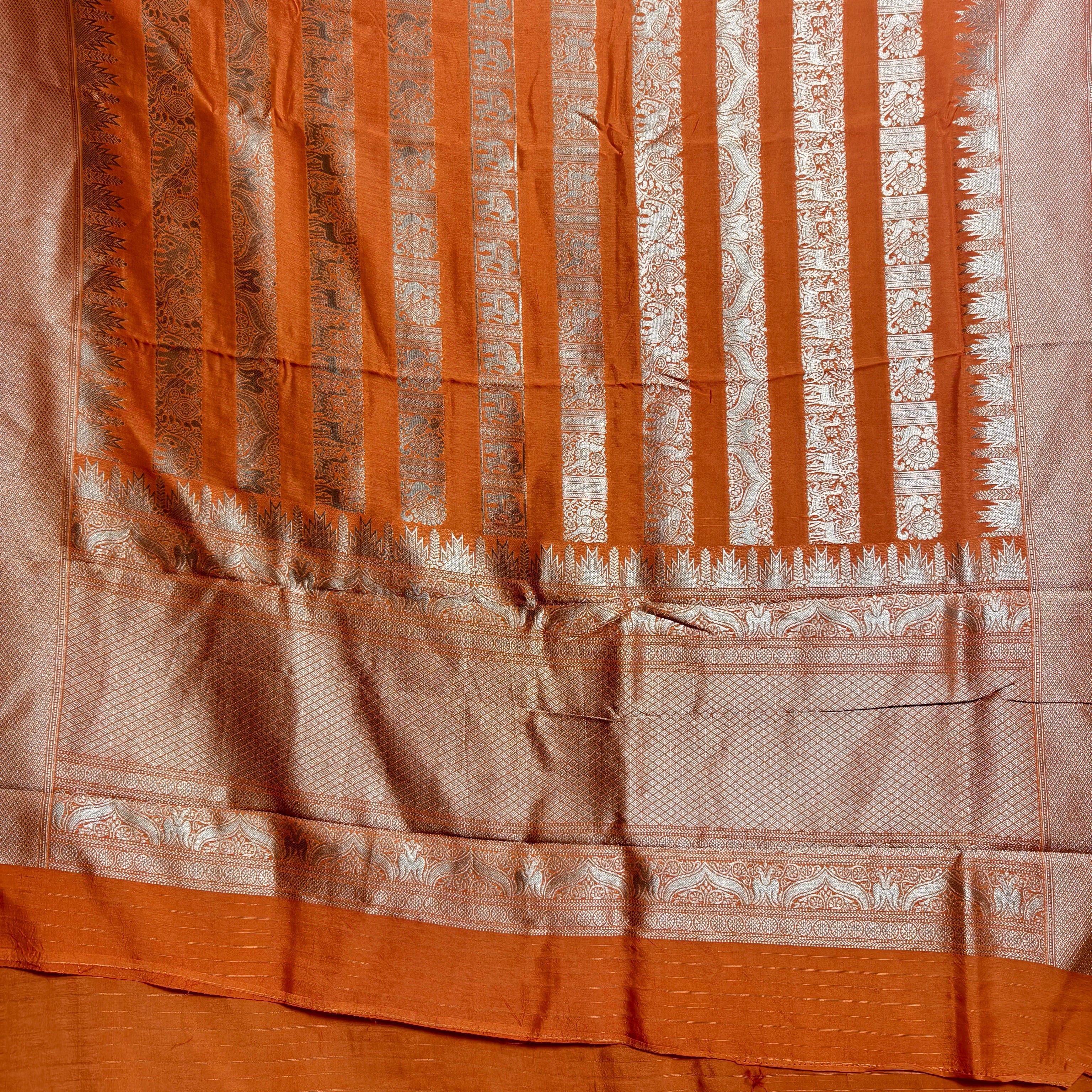 Orange Bamboo Silk Saree