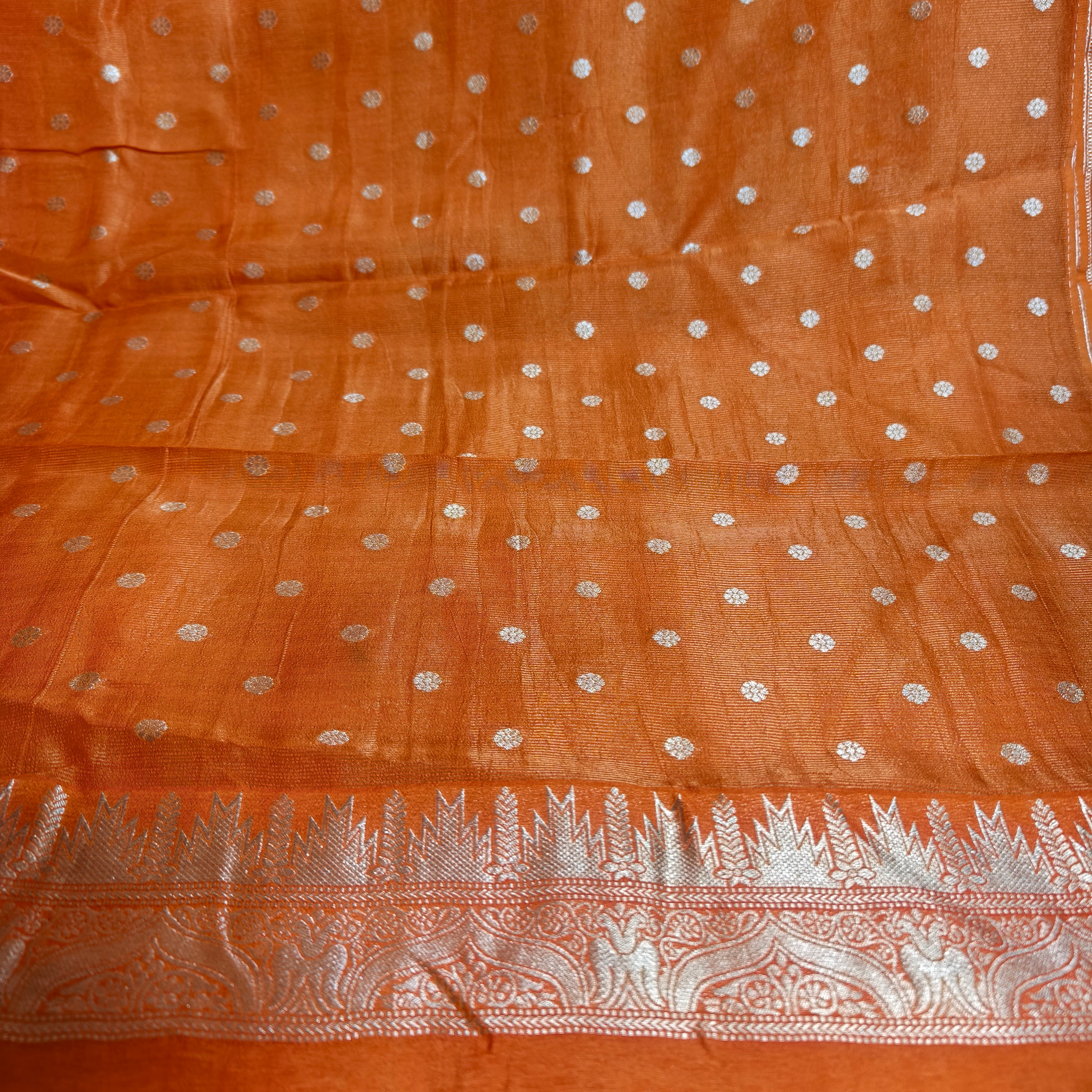 Orange Bamboo Silk Saree
