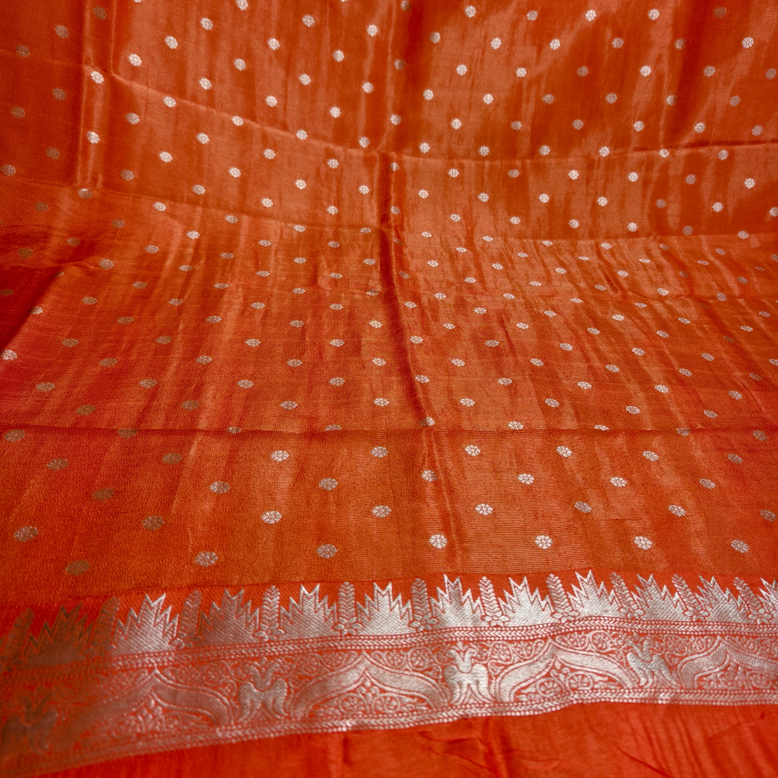 Orange Bamboo Silk Saree