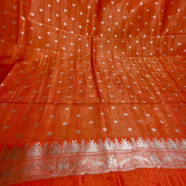 Orange Bamboo Silk Saree