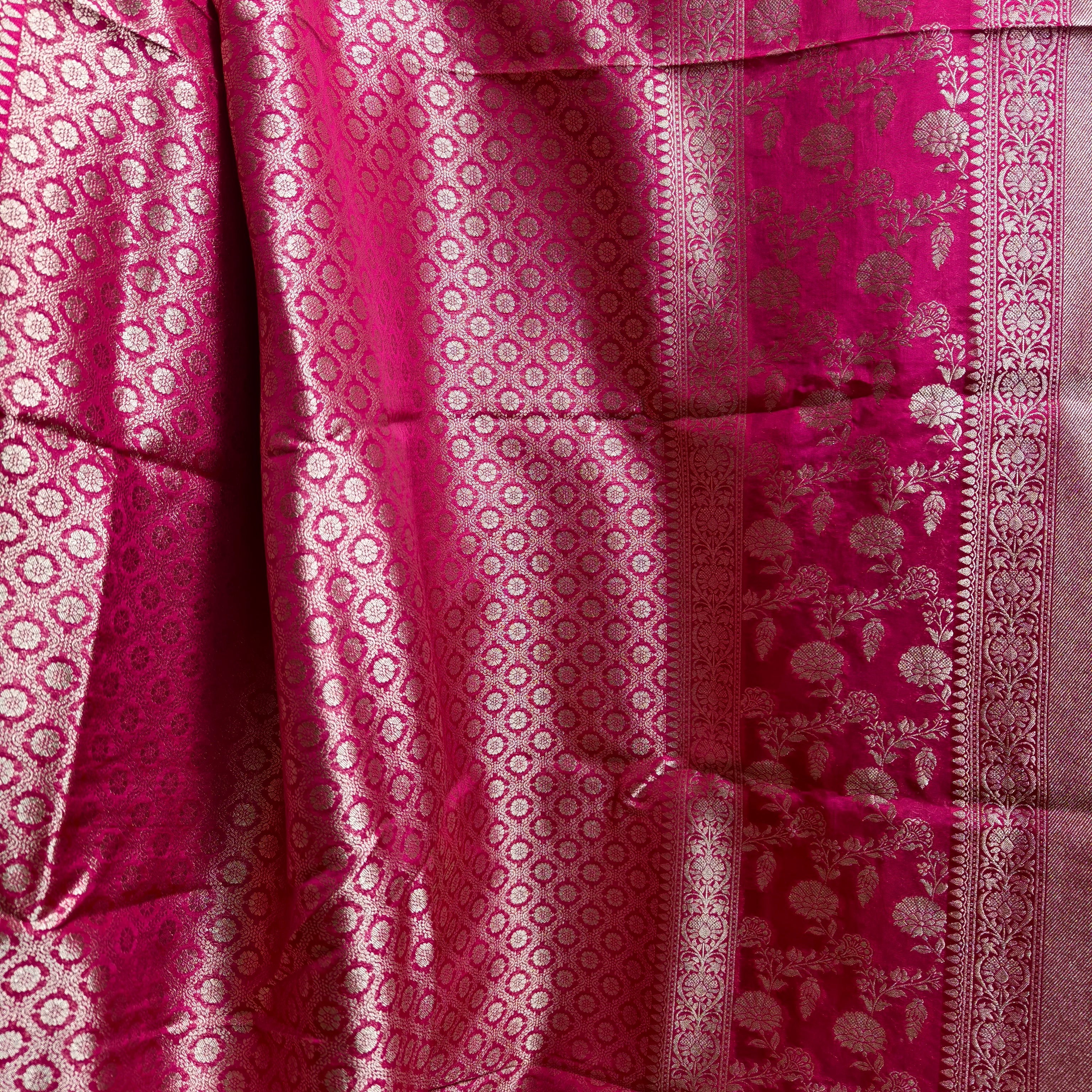 Vibrant Pink Organza Banarasi Saree
