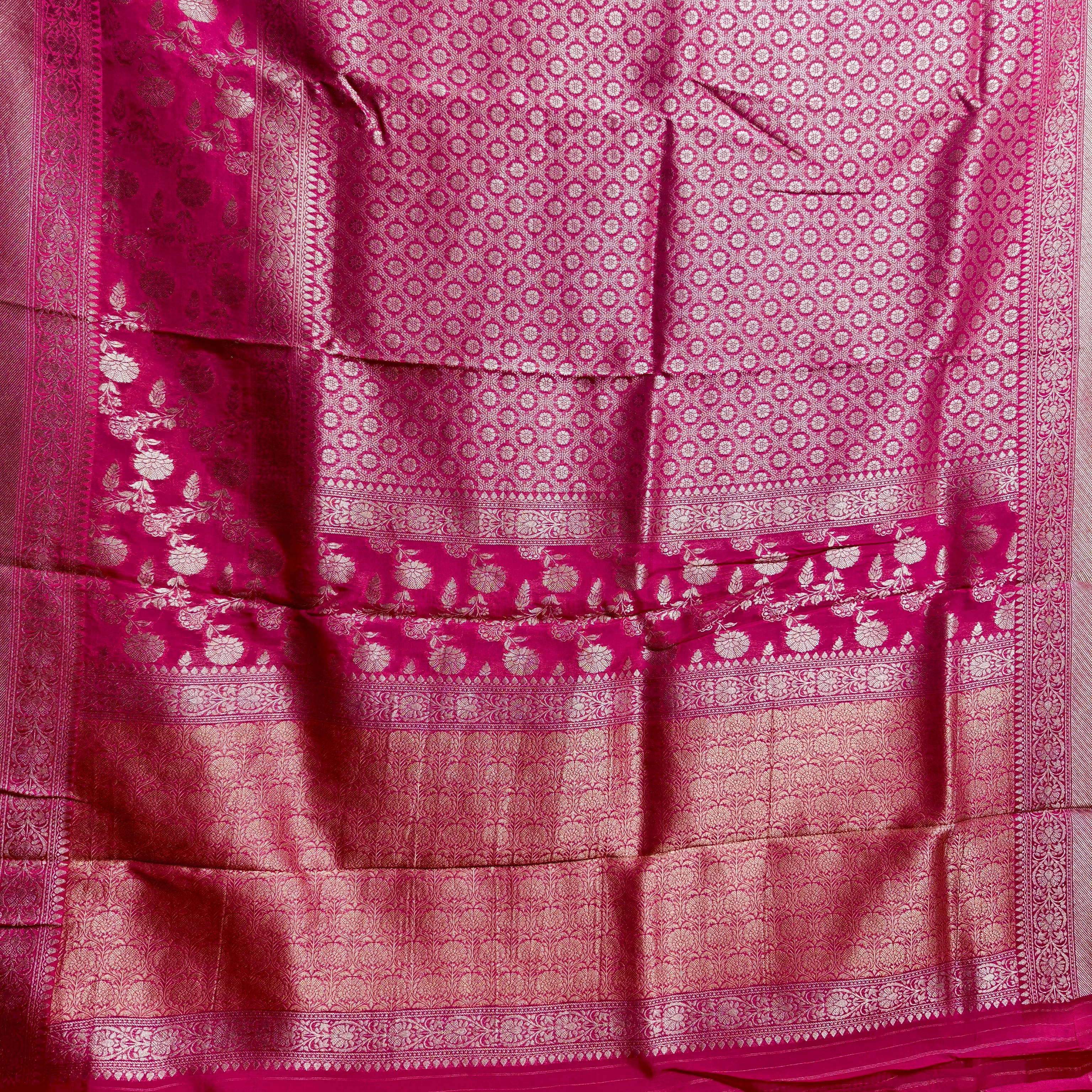 Vibrant Pink Organza Banarasi Saree